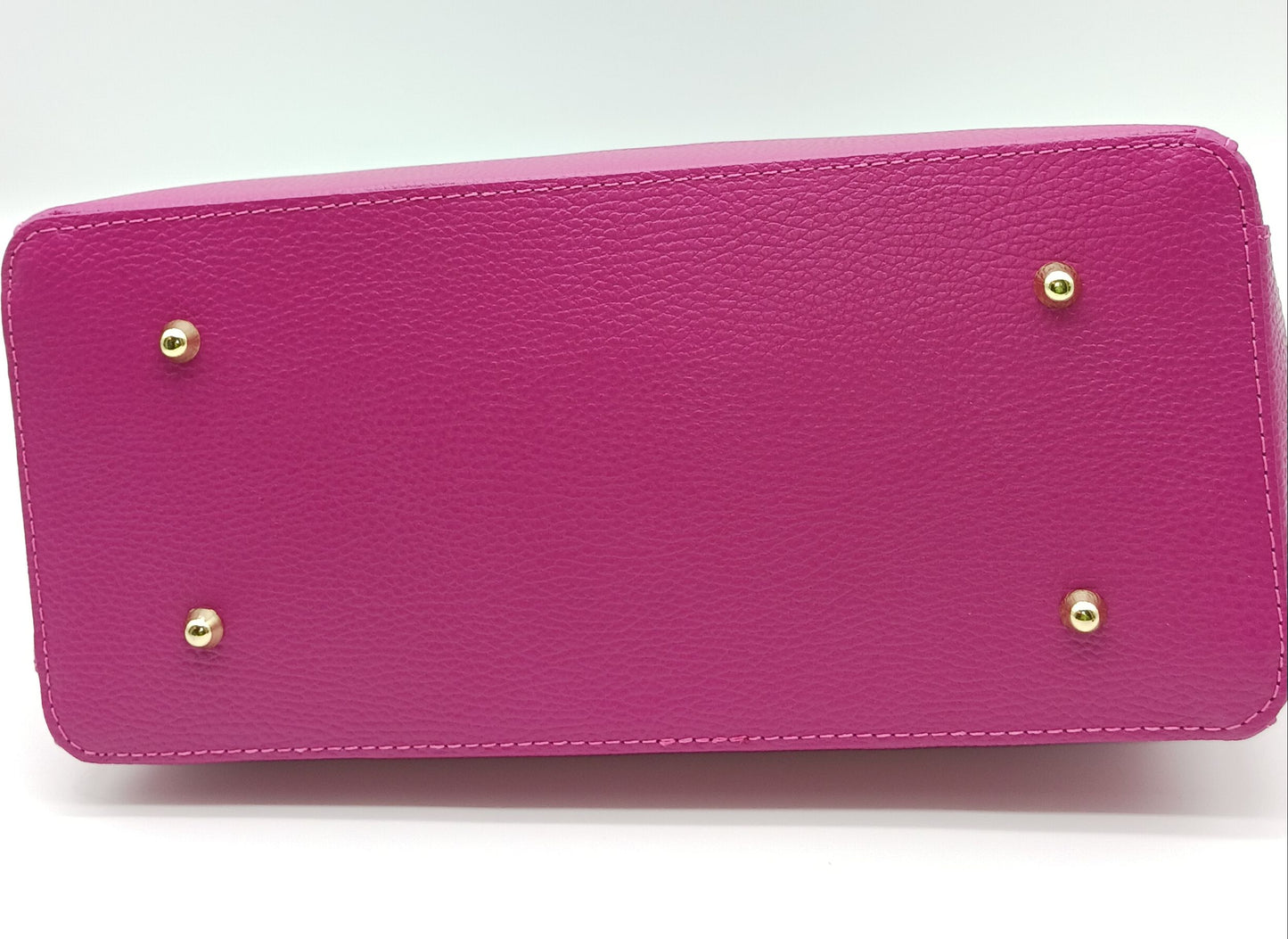 Lock & Key Genuine Pebble Leather Handbag Satchel - Fuchsia – Made In Italy