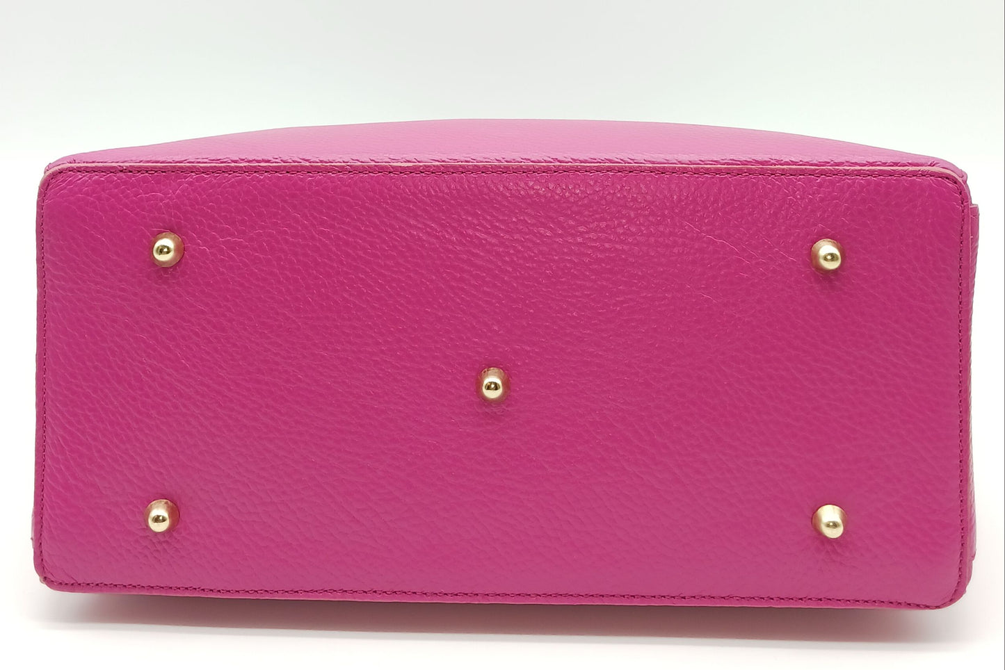 Lock & Key Genuine (Treated) Pebble Leather Handbag Satchel - Fuchsia #2 – Made In Italy