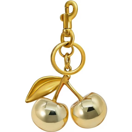 Gold Cherry Zinc Alloy Keychain Bag Charm
