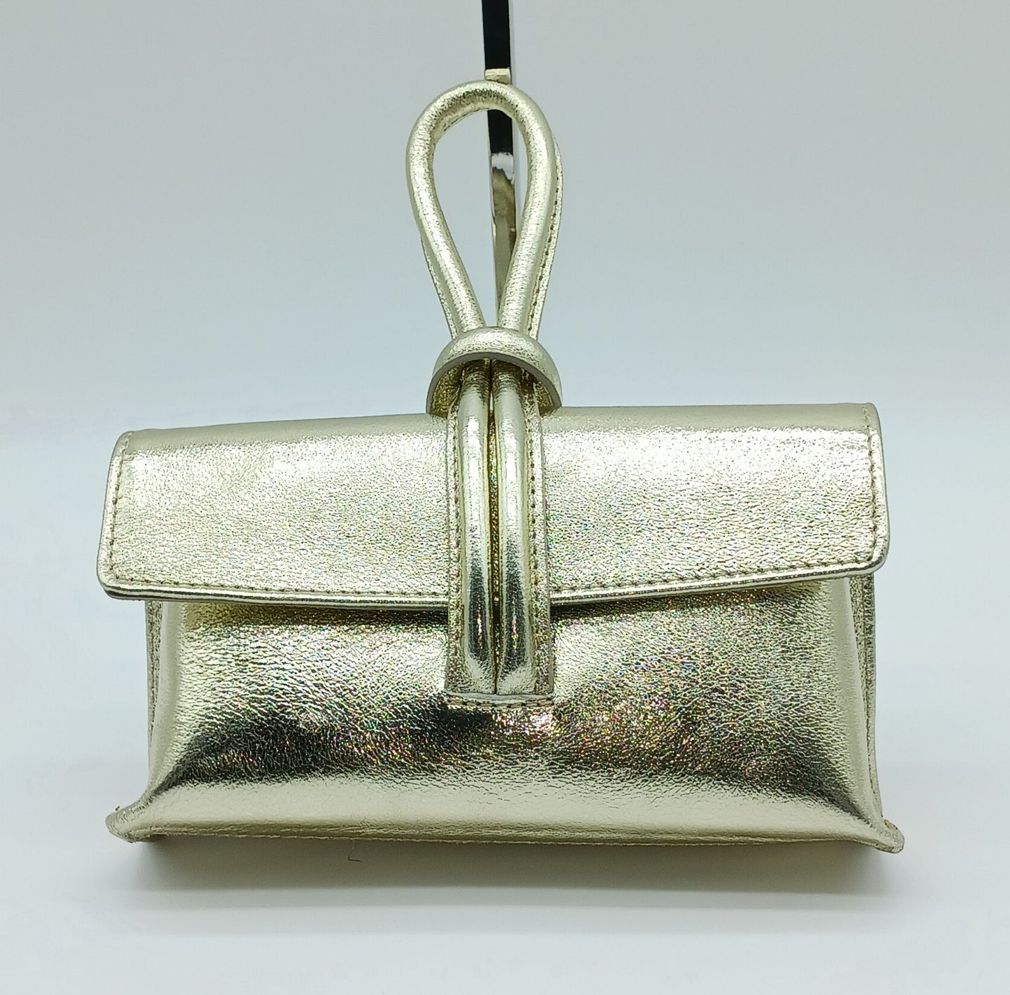 Genuine Pebble Leather Crossbody Handbag - Metallic Gold – Made In Italy - DumasvilleBoutique