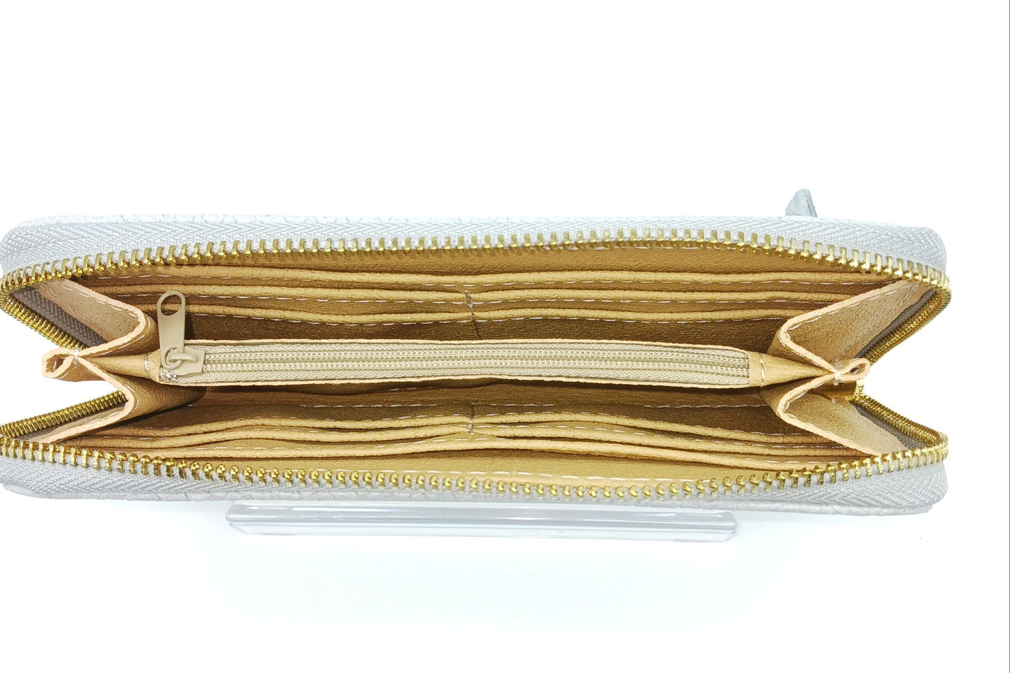 Genuine Snake Embossed Leather Zip Wallet – Made In Italy - Gray