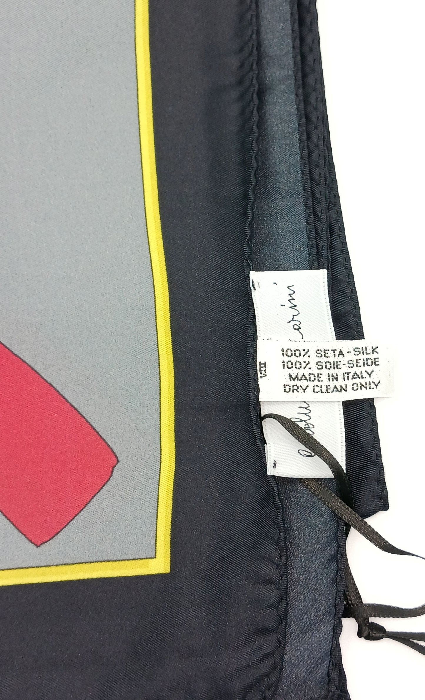 Tassel Buckle Design Silk Twill Square Scarf 35x35 – Made In Italy – Gray