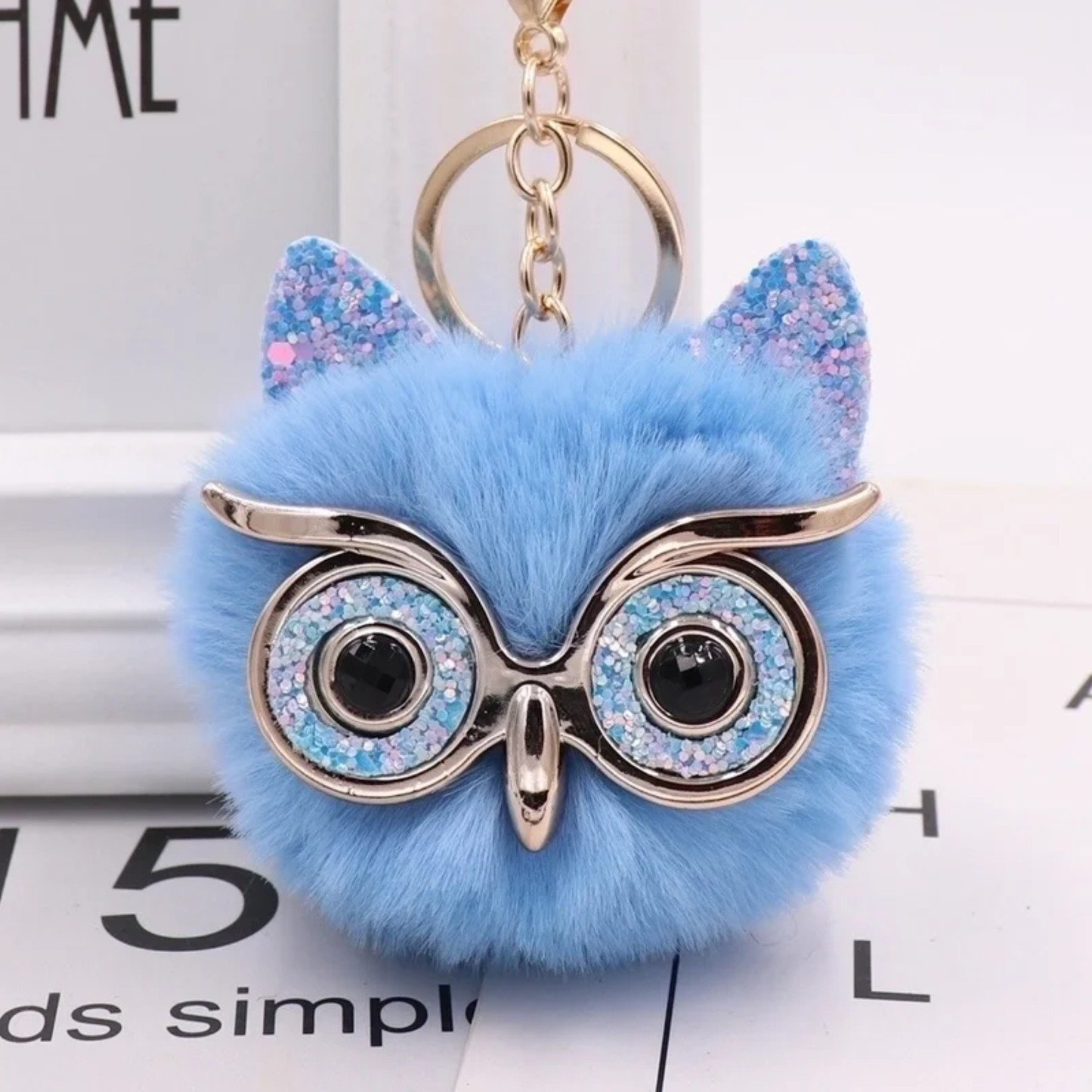 Plush Alloy Owl Keychain Bag Charm – Bright Colors