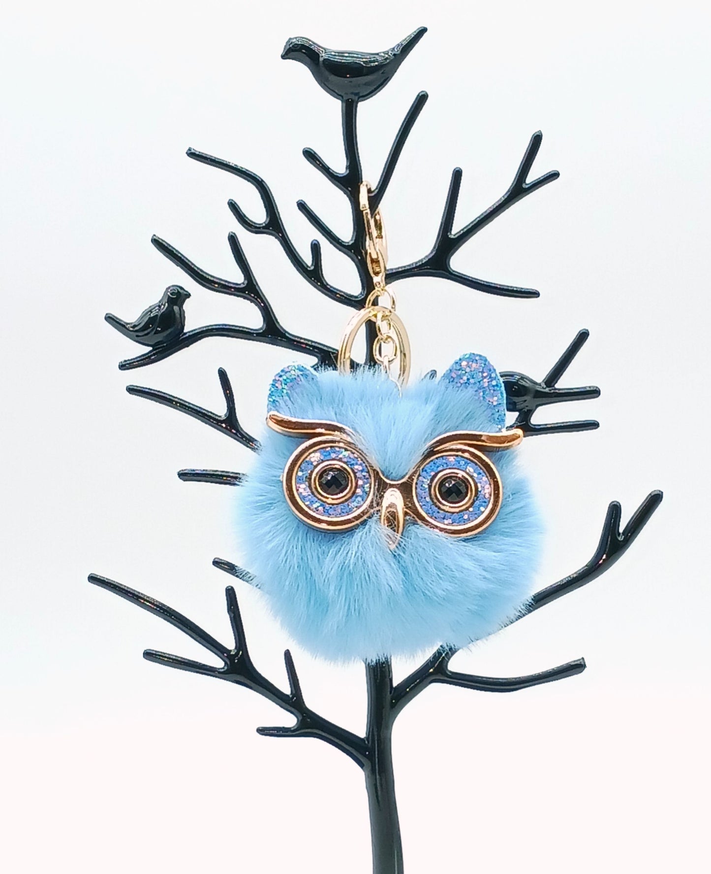 Plush Alloy Owl Keychain Bag Charm – Bright Colors