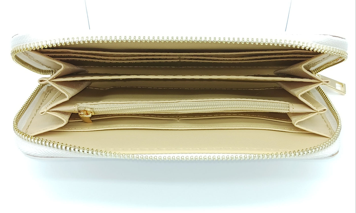 Genuine Pebble Leather Zip Wallet – Made In Italy - Light Blue