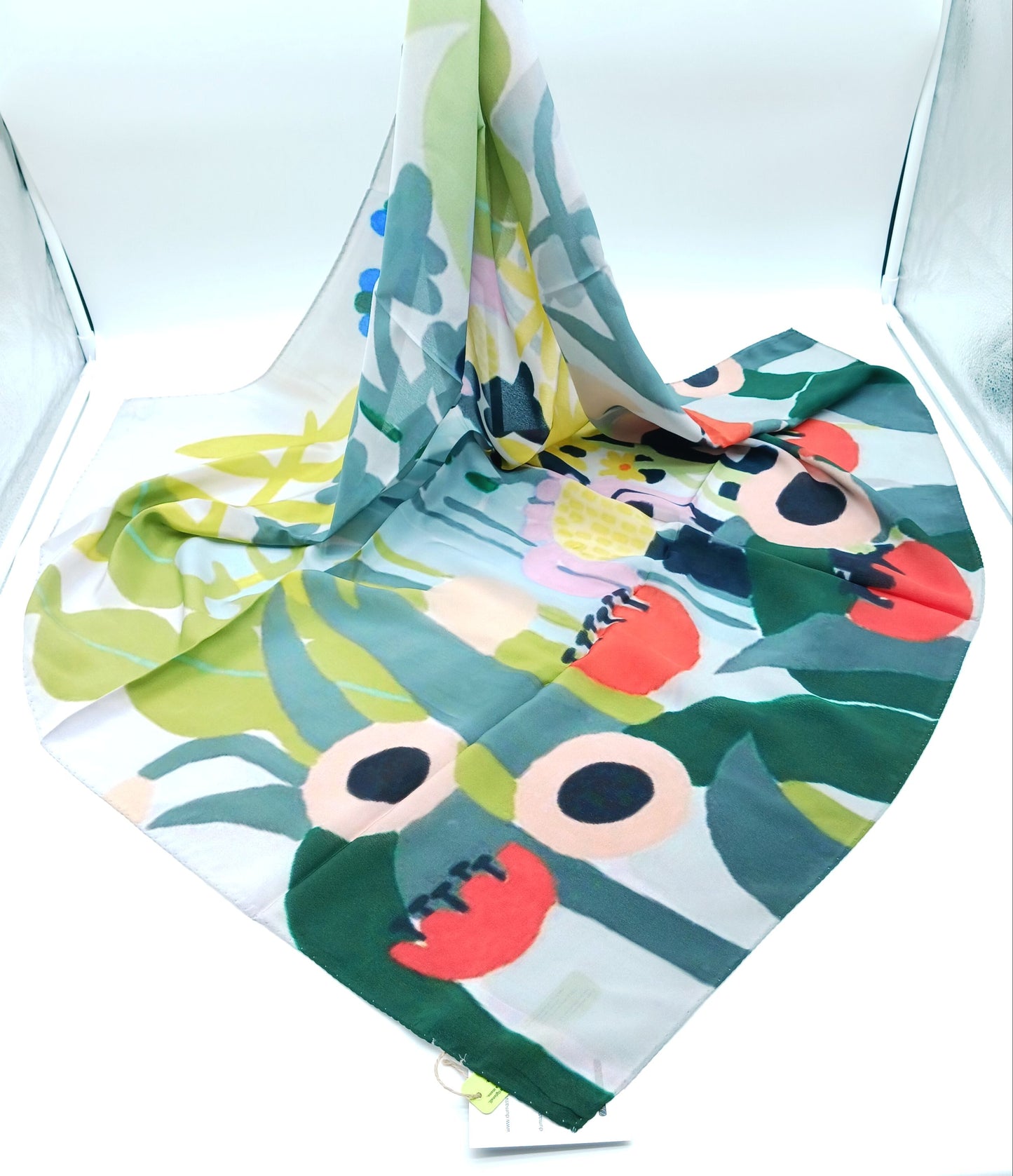 Designer Light Gray Multi Color Floral Silk Square Scarf 35x35 – Made In Italy