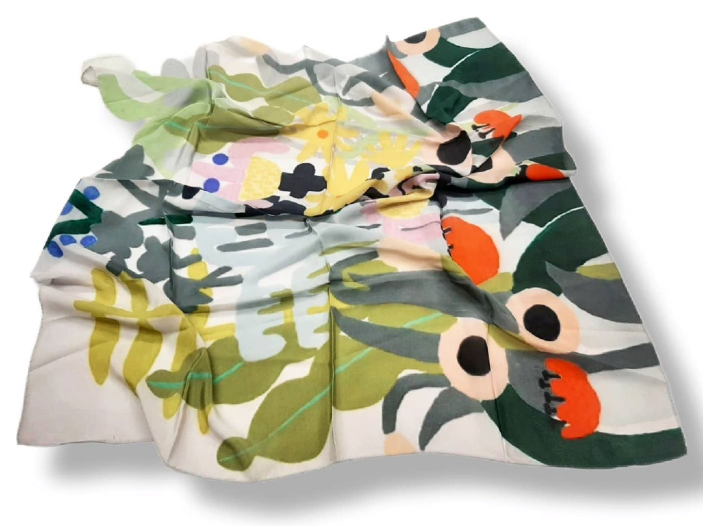 Designer Light Gray Multi Color Floral Silk Square Scarf 35x35 – Made In Italy