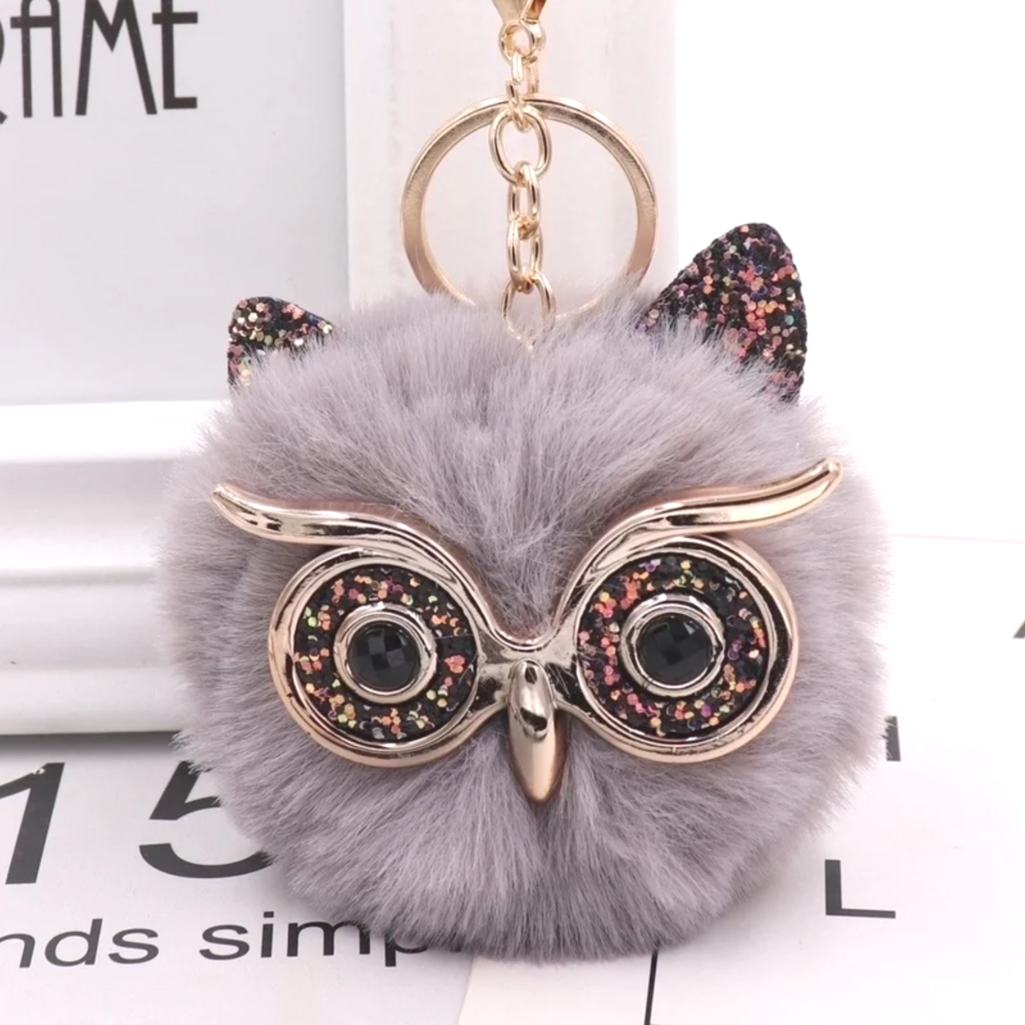 Plush Alloy Owl Keychain Bag Charm – Warm Colors