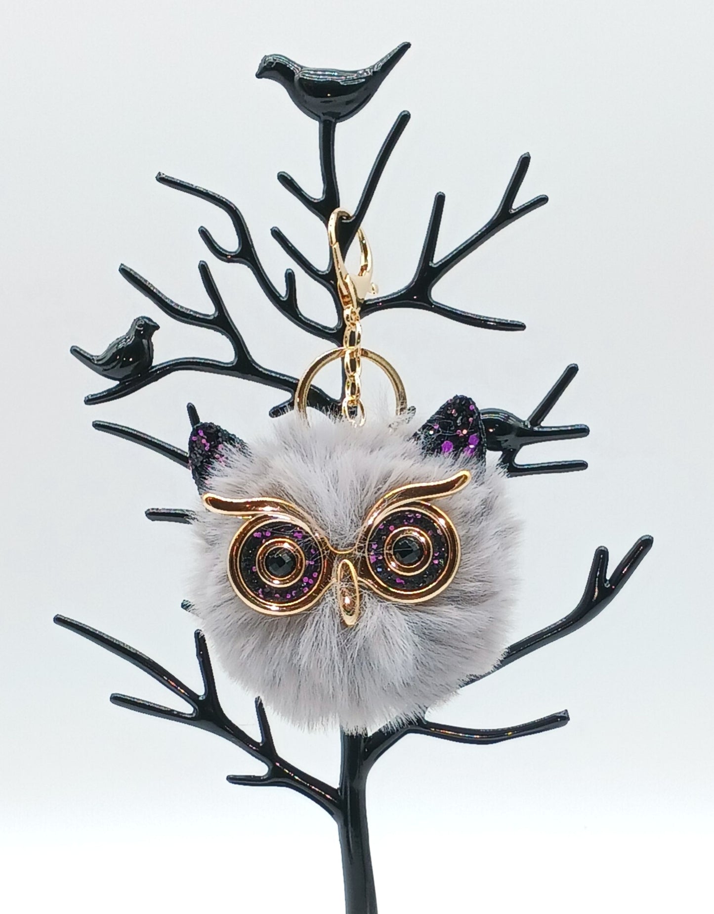Plush Alloy Owl Keychain Bag Charm – Warm Colors