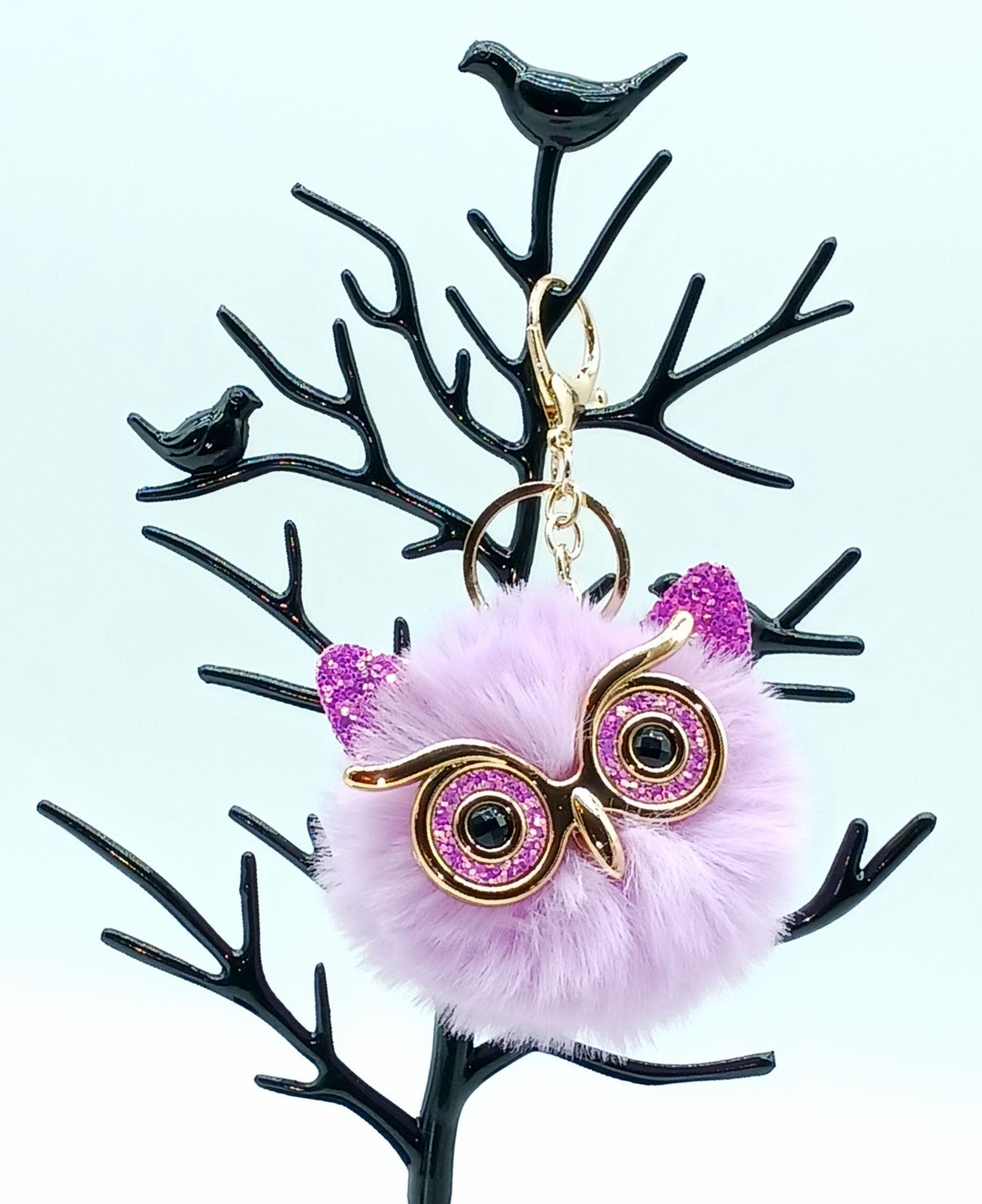 Plush Alloy Owl Keychain Bag Charm – Pastel Colors