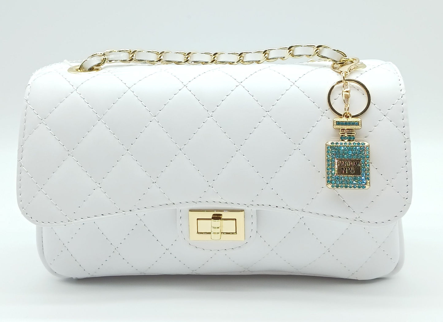 Bling Rhinestone Perfume Bottle Keychain Bag Charm