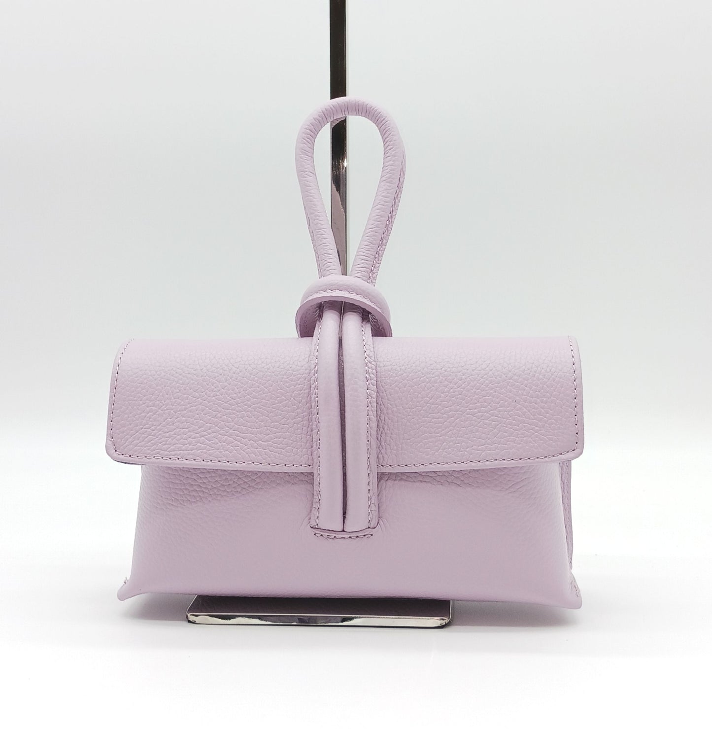 Genuine Pebble Leather Crossbody Handbag - Lilac – Made In Italy