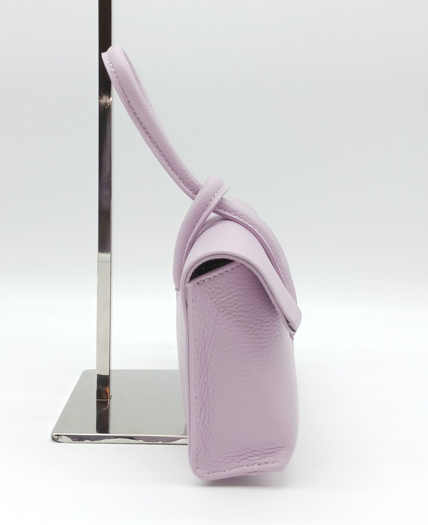 Genuine Pebble Leather Crossbody Handbag - Lilac – Made In Italy