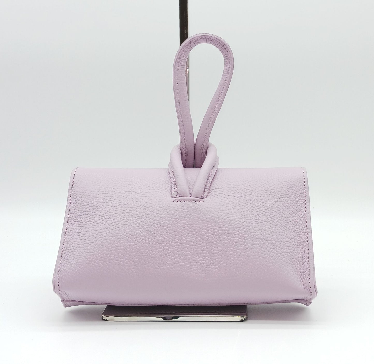 Genuine Pebble Leather Crossbody Handbag - Lilac – Made In Italy