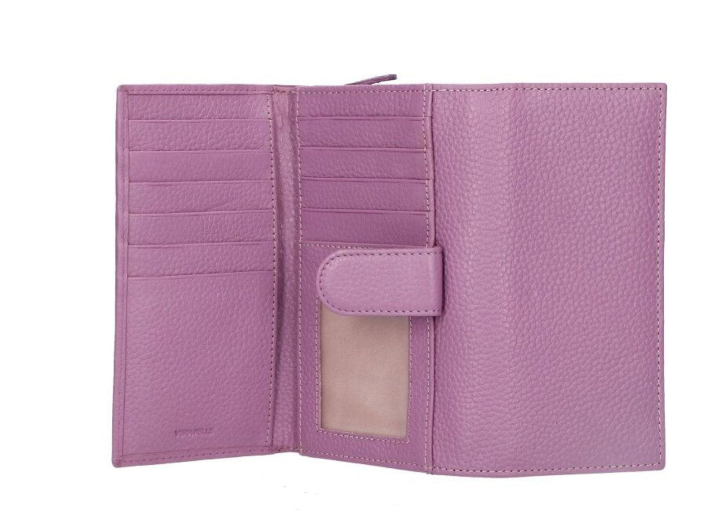 Italian Genuine Pebble Leather Wallet - Cognac Brown