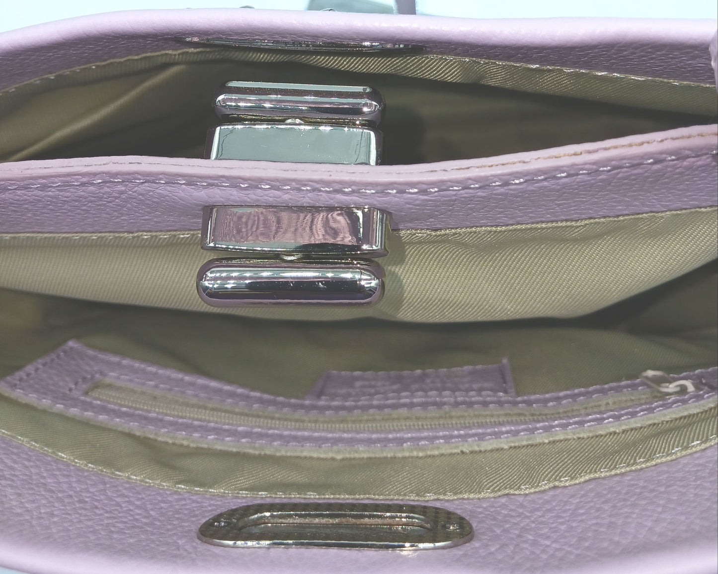 Lilac Genuine Pebble Leather Top Handle Handbag – Made In Italy