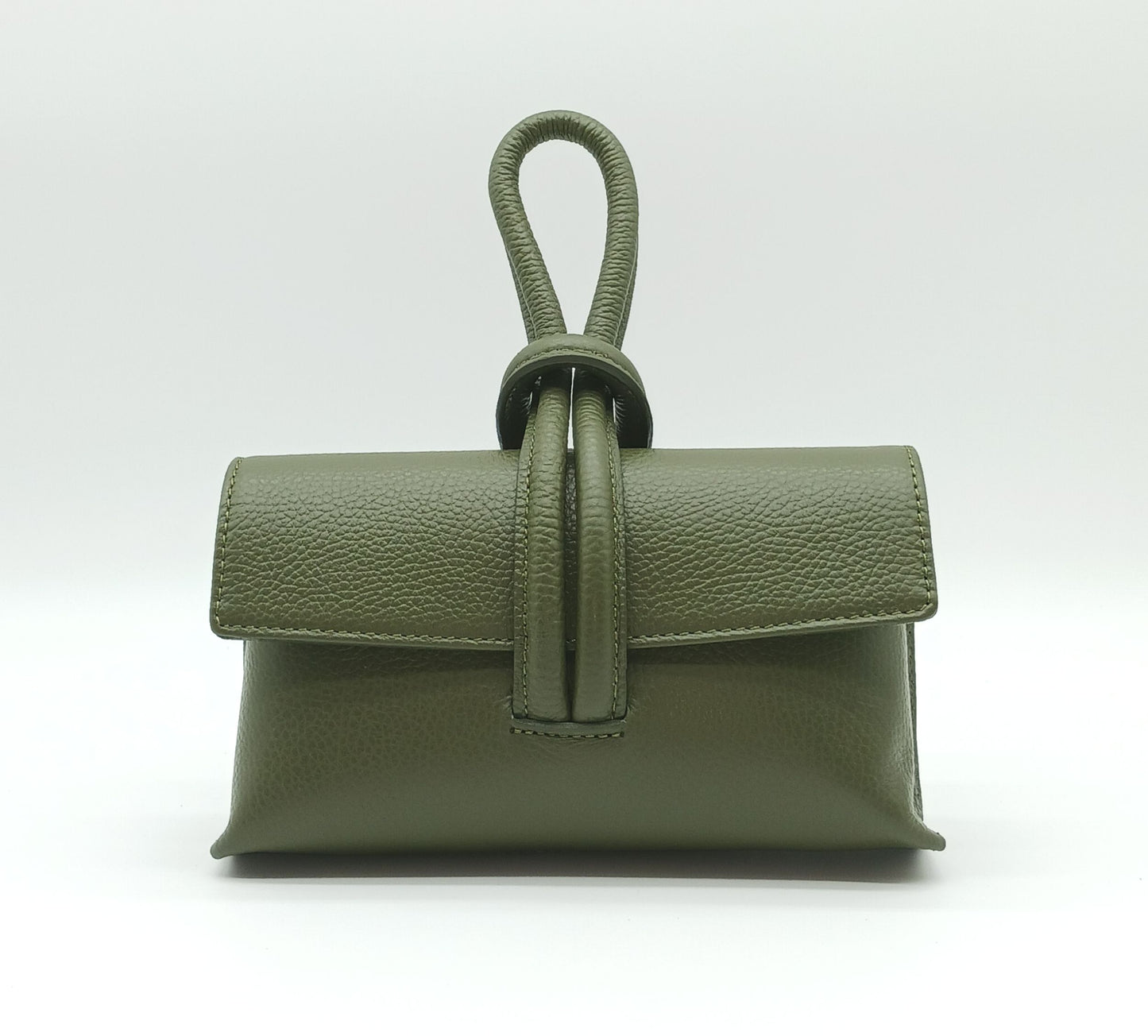 Genuine Pebble Leather Crossbody Handbag - Military Green – Made In Italy