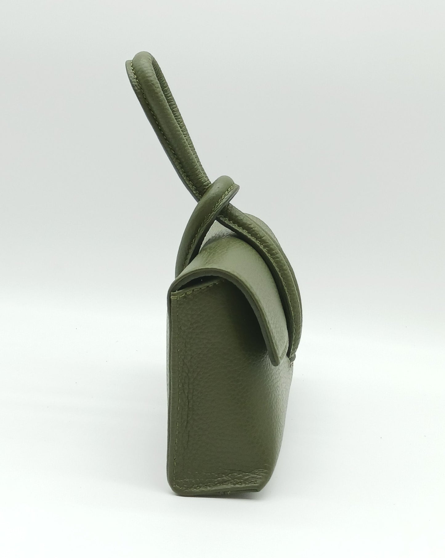 Genuine Pebble Leather Crossbody Handbag - Military Green – Made In Italy