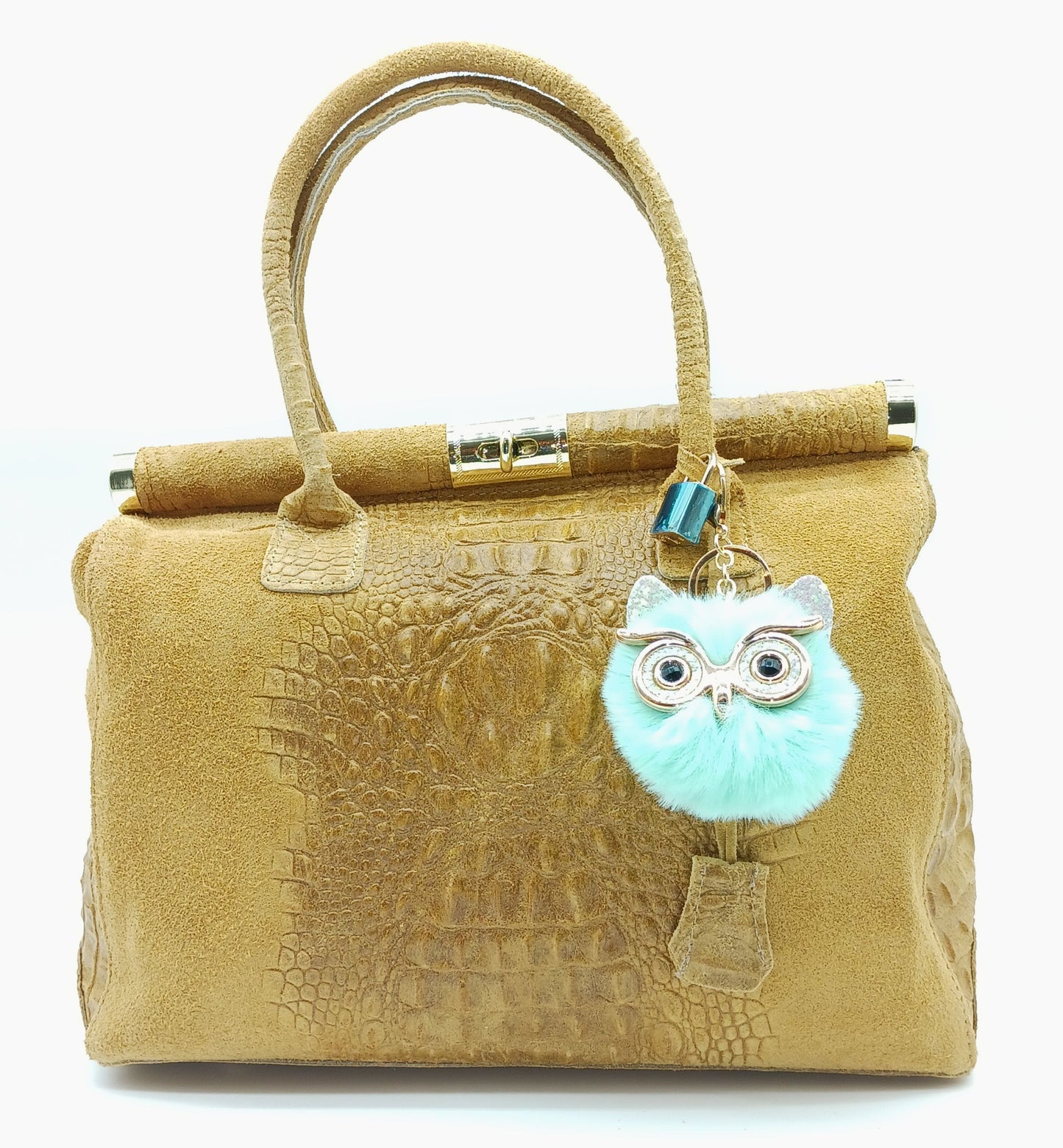 Plush Alloy Owl Keychain Bag Charm – Pastel Colors