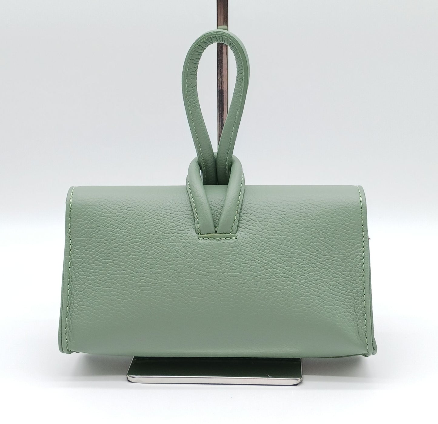 Genuine Pebble Leather Crossbody Handbag - Mint Green – Made In Italy