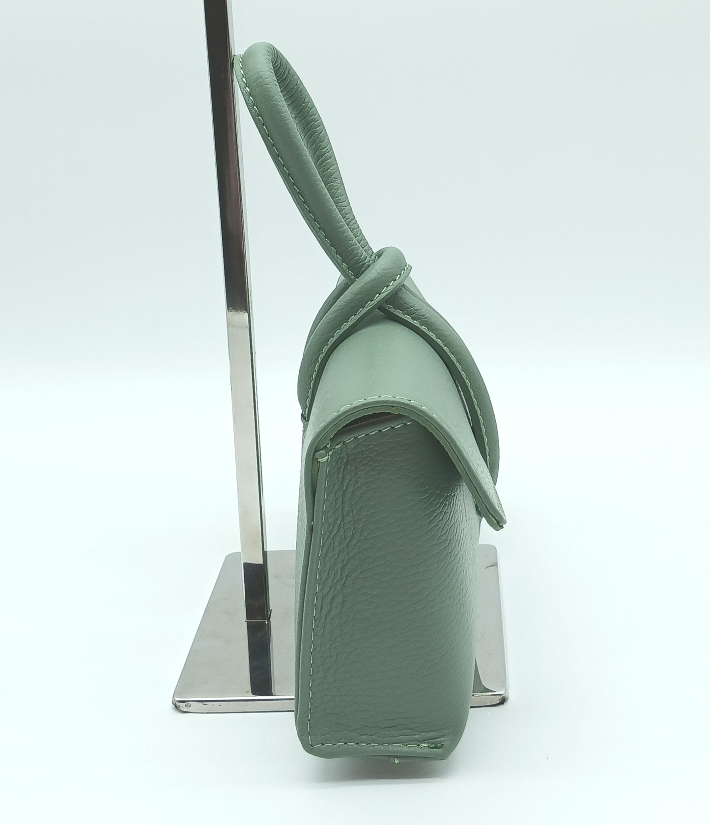 Genuine Pebble Leather Crossbody Handbag - Mint Green – Made In Italy