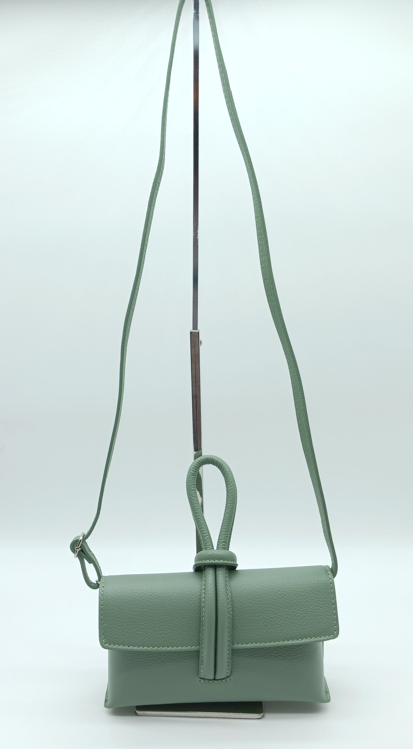Genuine Pebble Leather Crossbody Handbag - Mint Green – Made In Italy