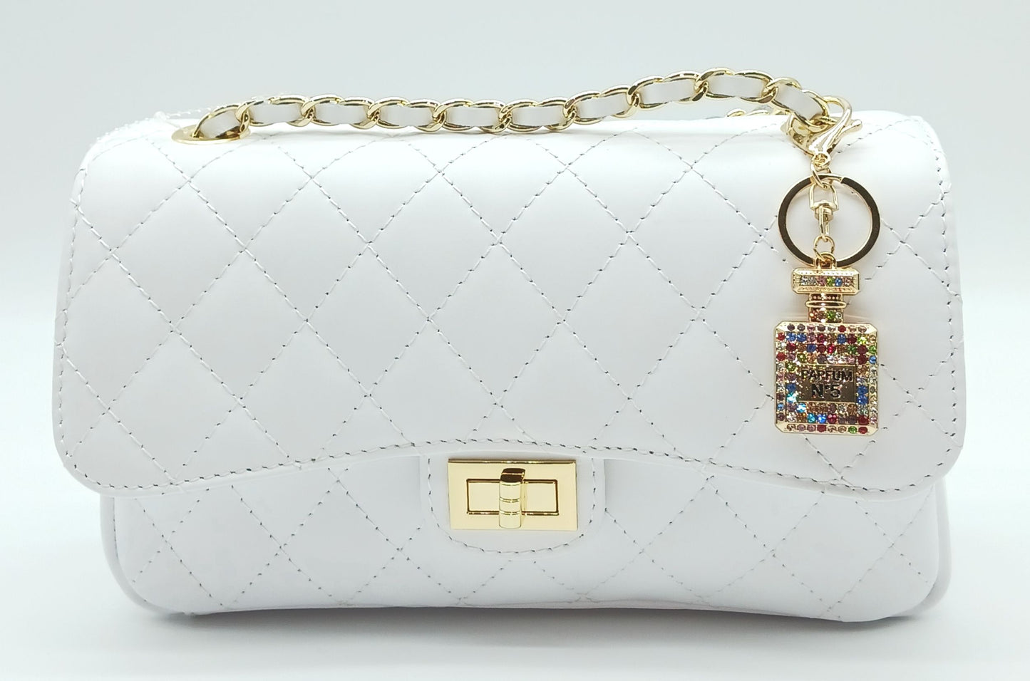 Bling Rhinestone Perfume Bottle Keychain Bag Charm