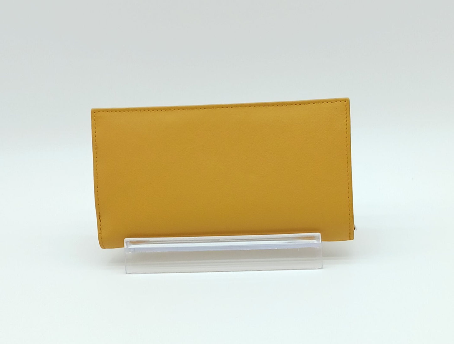 Italian Genuine Leather Wallet - Mustard Yellow/Navy Blue