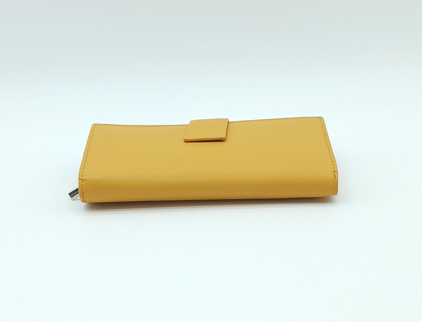 Italian Genuine Leather Wallet - Mustard Yellow/Navy Blue
