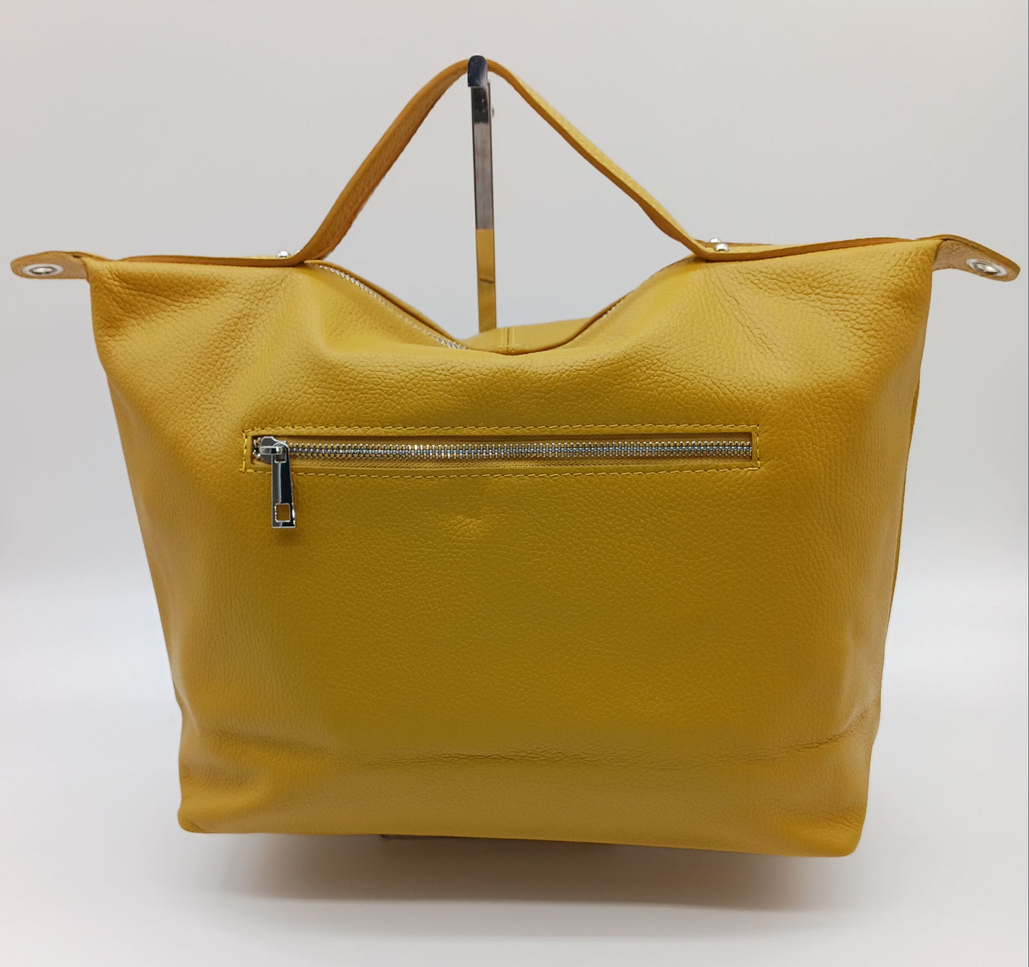 Genuine Pebble Leather Satchel Handbag - Mustard Yellow – Made In Italy - DumasvilleBoutique