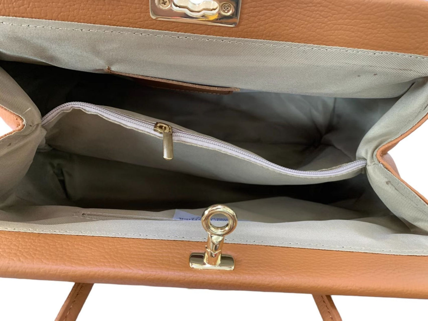 Lock & Key Genuine Pebble Leather Handbag Satchel – Made In Italy - Dark Taupe - DumasvilleBoutique