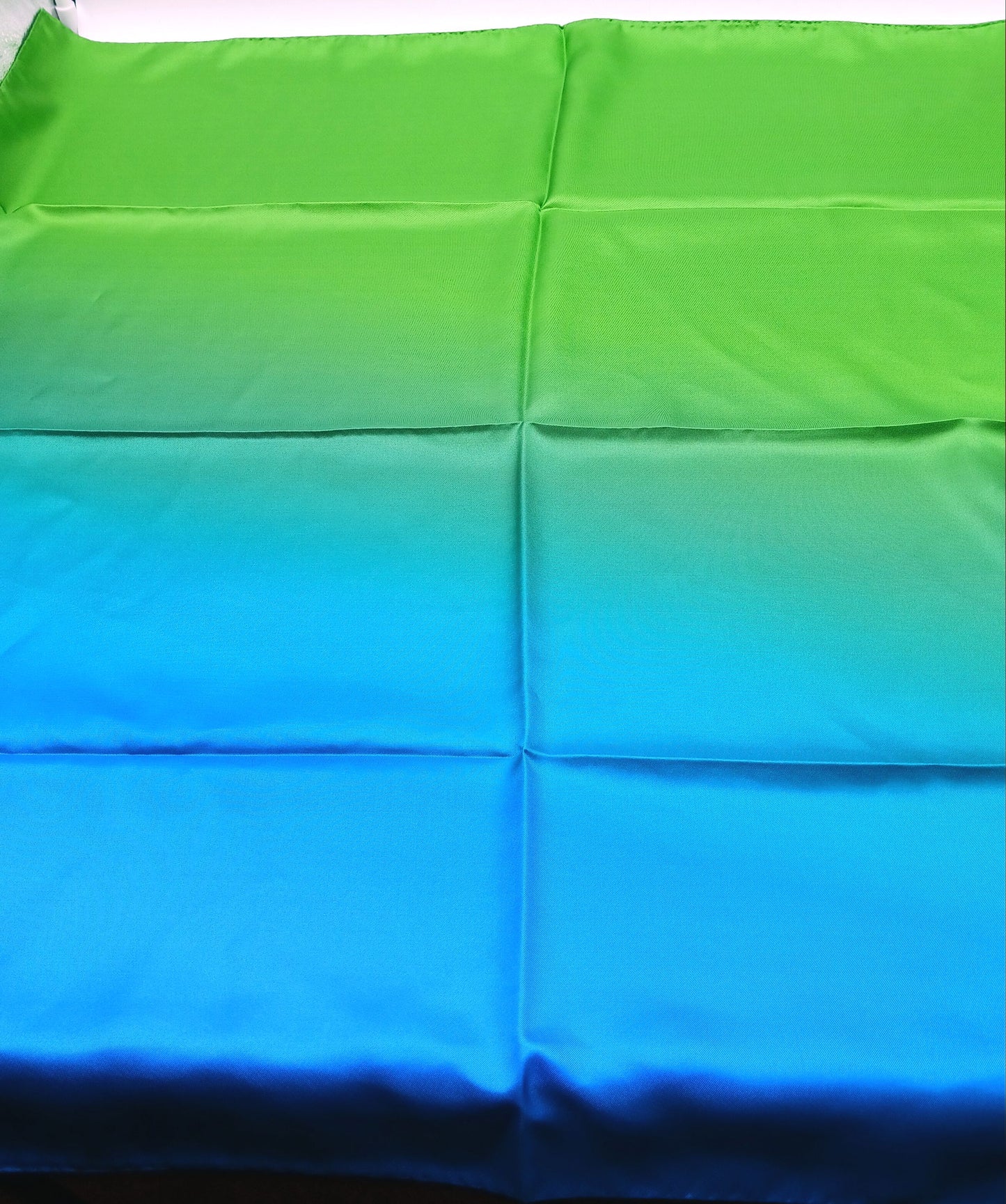 Green/Blue Ombre Design Silk Twill Square Scarf 35x35 – Made In Italy