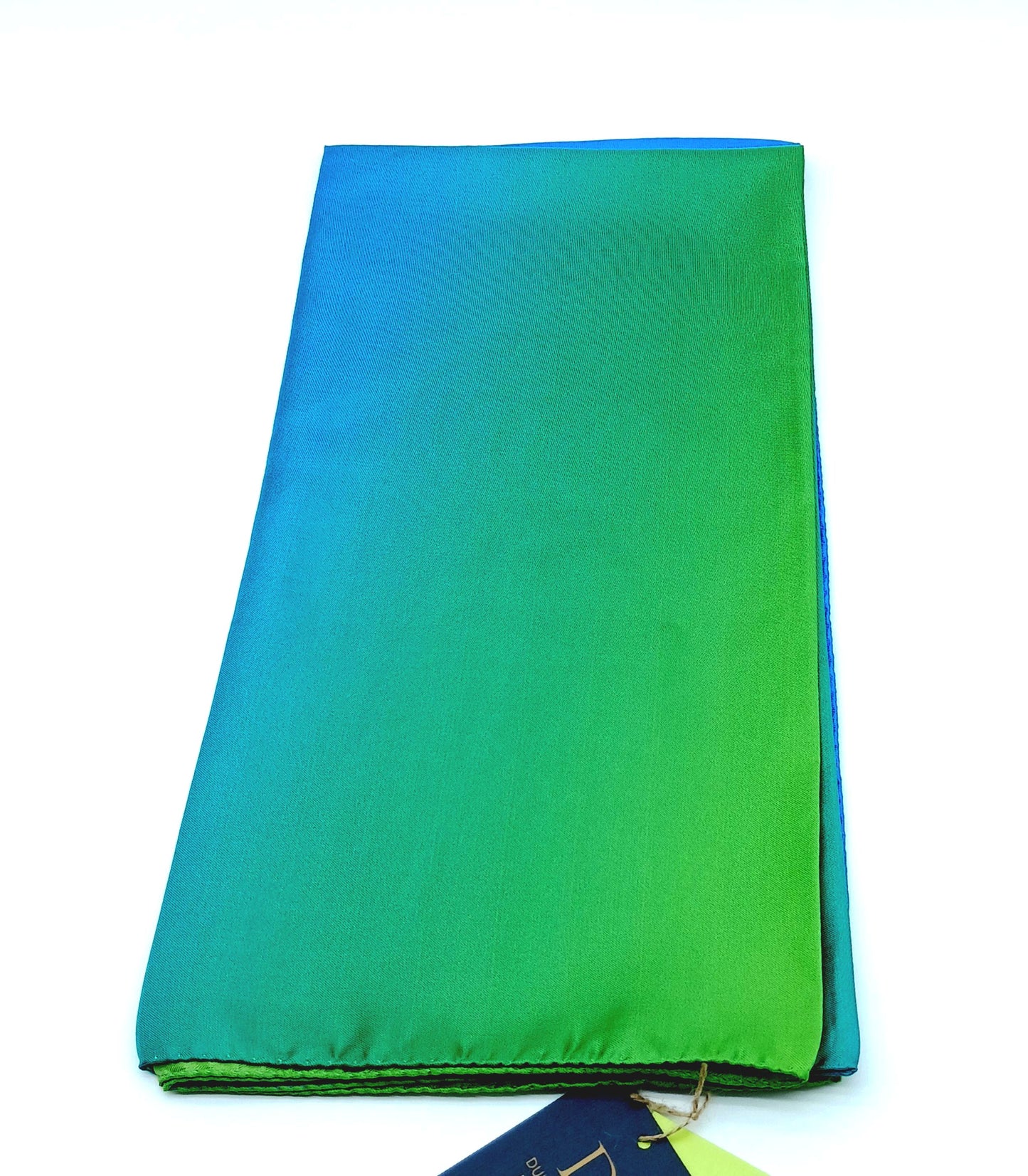 Green/Blue Ombre Design Silk Twill Square Scarf 35x35 – Made In Italy