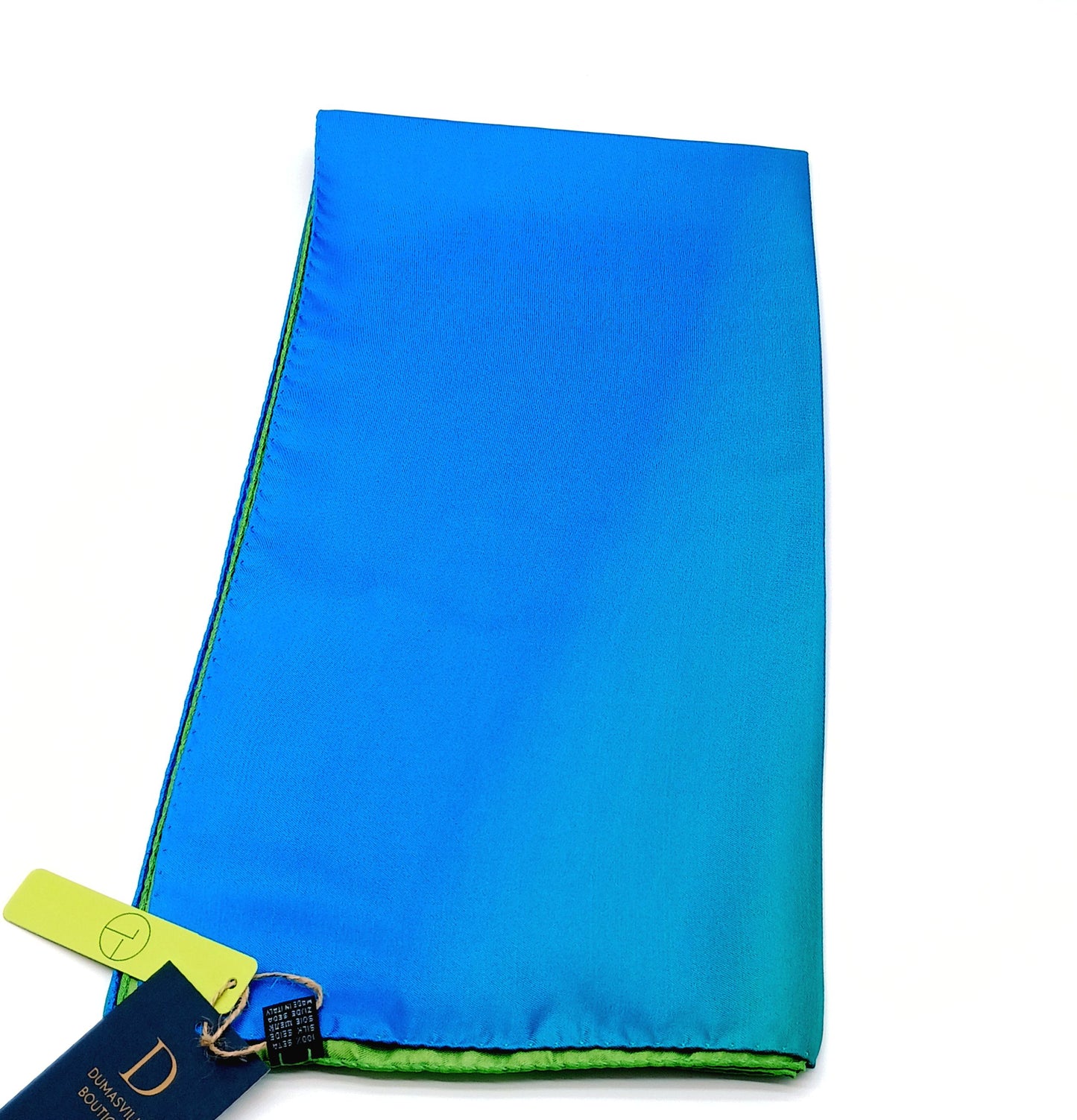 Green/Blue Ombre Design Silk Twill Square Scarf 35x35 – Made In Italy