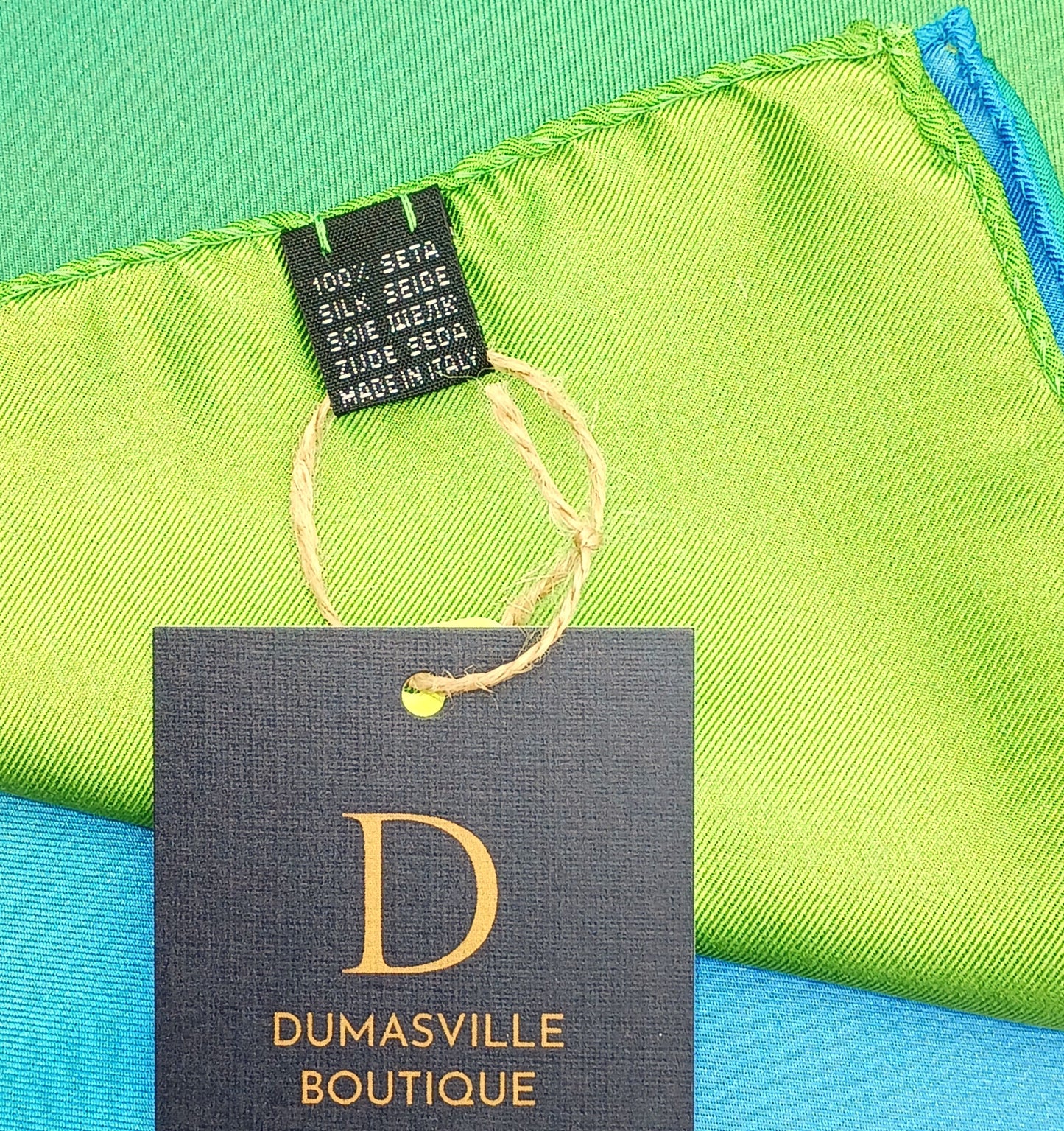 Green/Blue Ombre Design Silk Twill Square Scarf 35x35 – Made In Italy