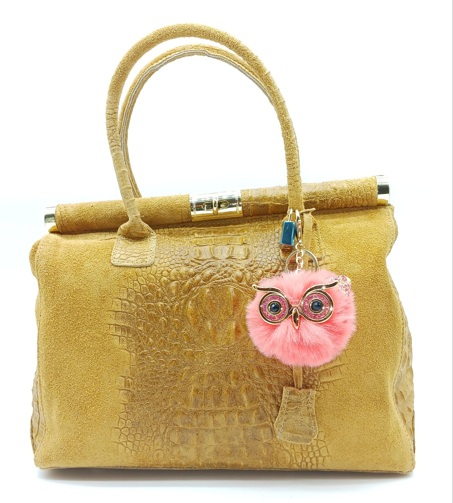 Plush Alloy Owl Keychain Bag Charm – Pastel Colors