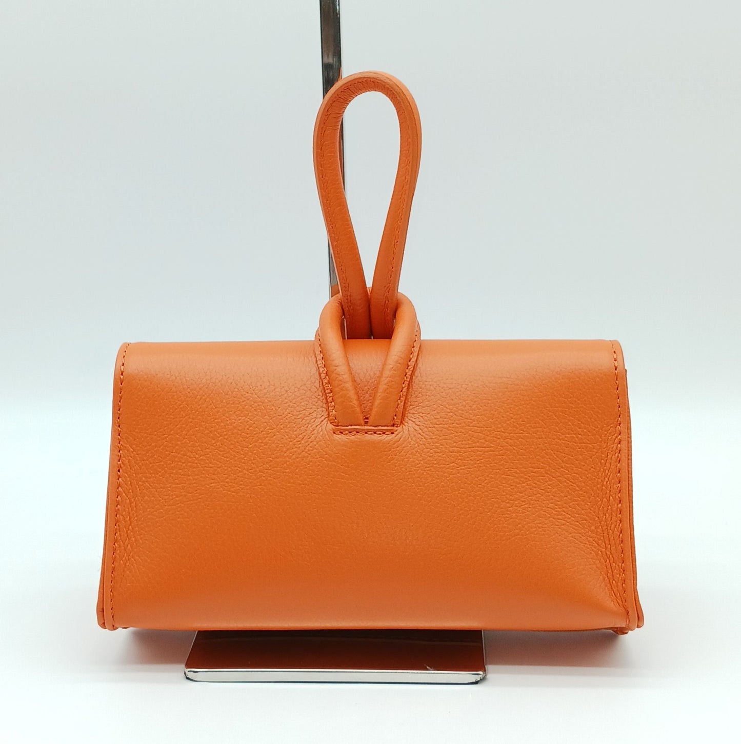 Genuine Pebble Leather Crossbody Handbag - Orange – Made In Italy