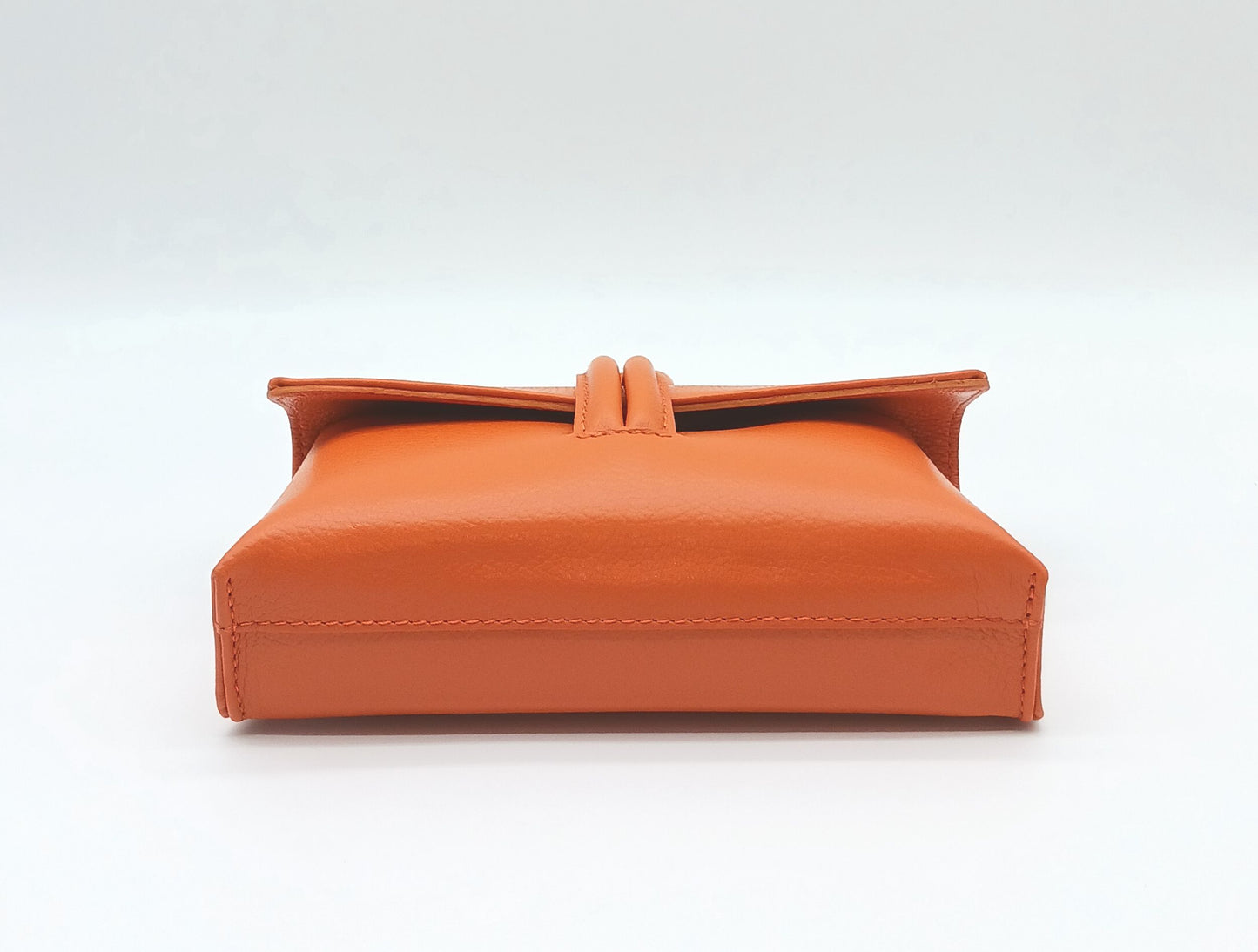 Genuine Pebble Leather Crossbody Handbag - Orange – Made In Italy