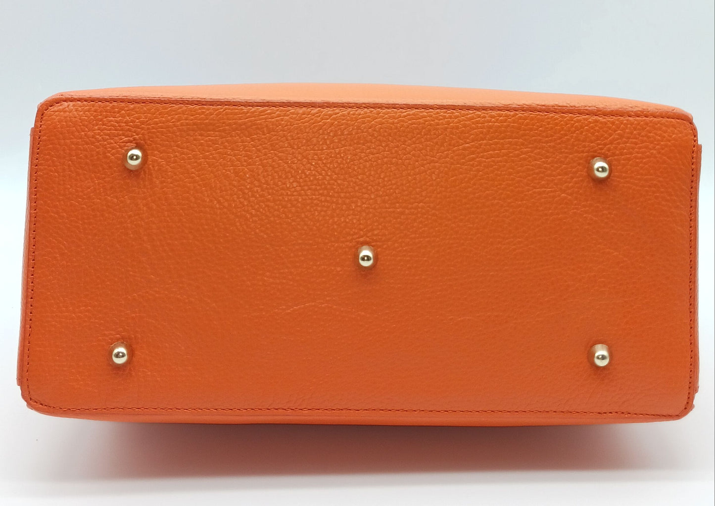 Lock & Key Genuine (Treated) Pebble Leather Handbag Satchel - Orange – Made In Italy
