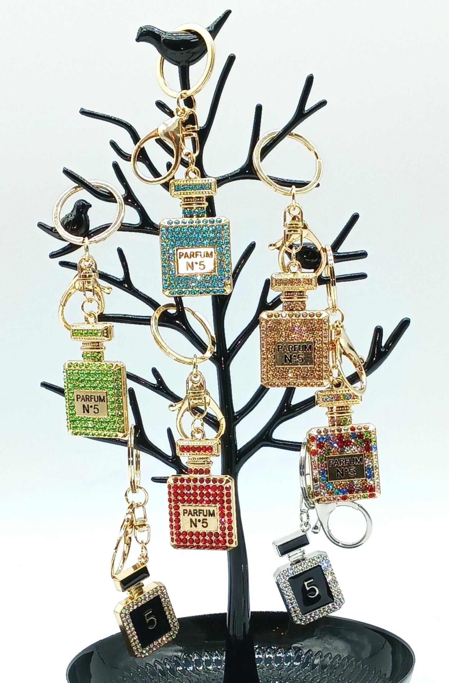 Bling Rhinestone Perfume Bottle Keychain Bag Charm