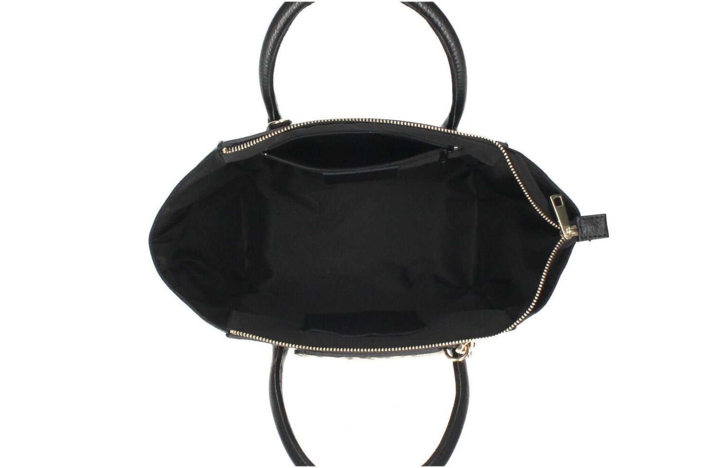 Black Genuine Pebble Leather Satchel Shoulder Handbag – Made In Italy