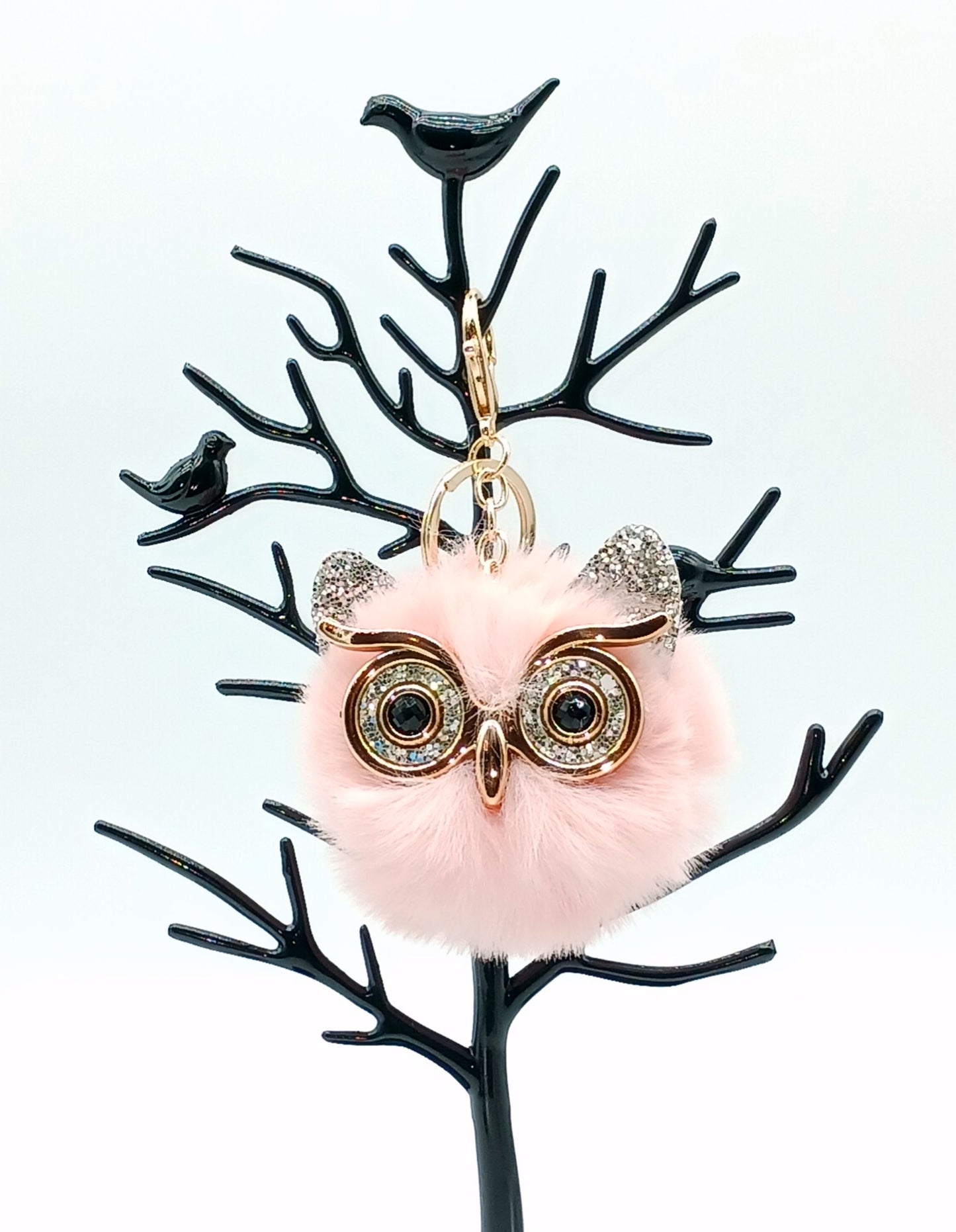 Plush Alloy Owl Keychain Bag Charm – Pastel Colors