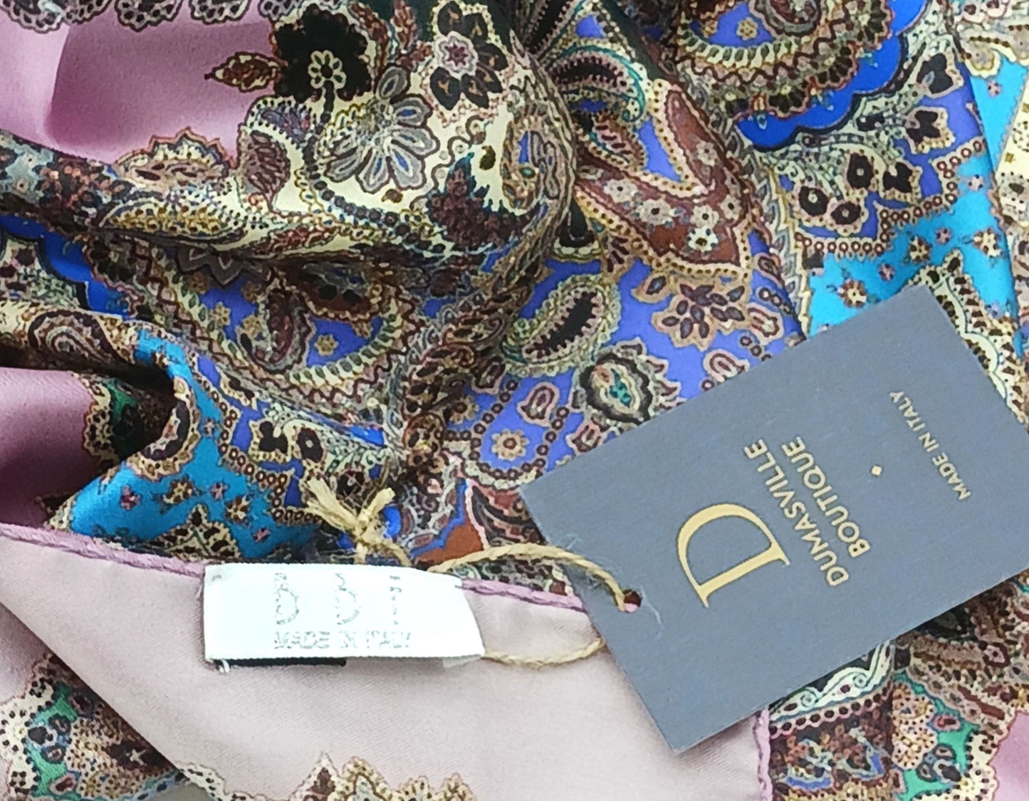 Pink Paisley Design Silk Twill Square Scarf 35x35 – Made In Italy
