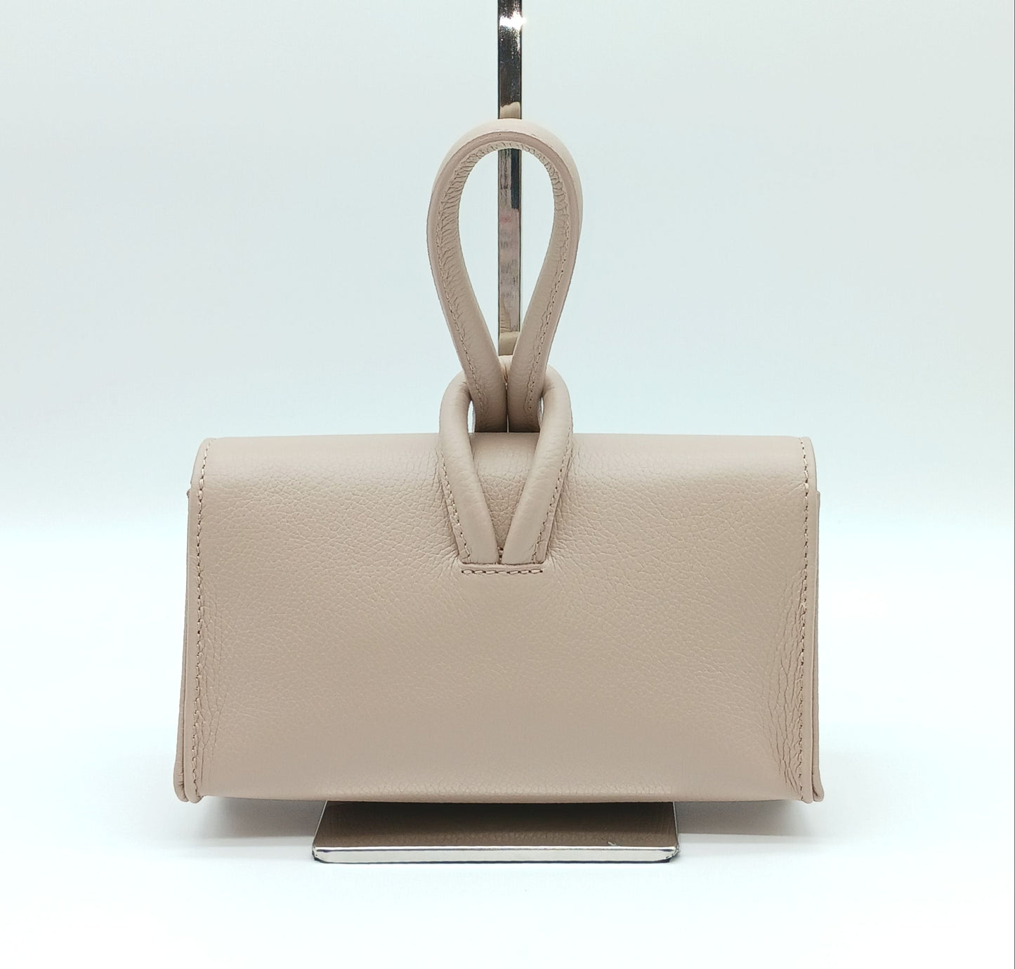Genuine Pebble Leather Crossbody Handbag - Powder Pink – Made In Italy