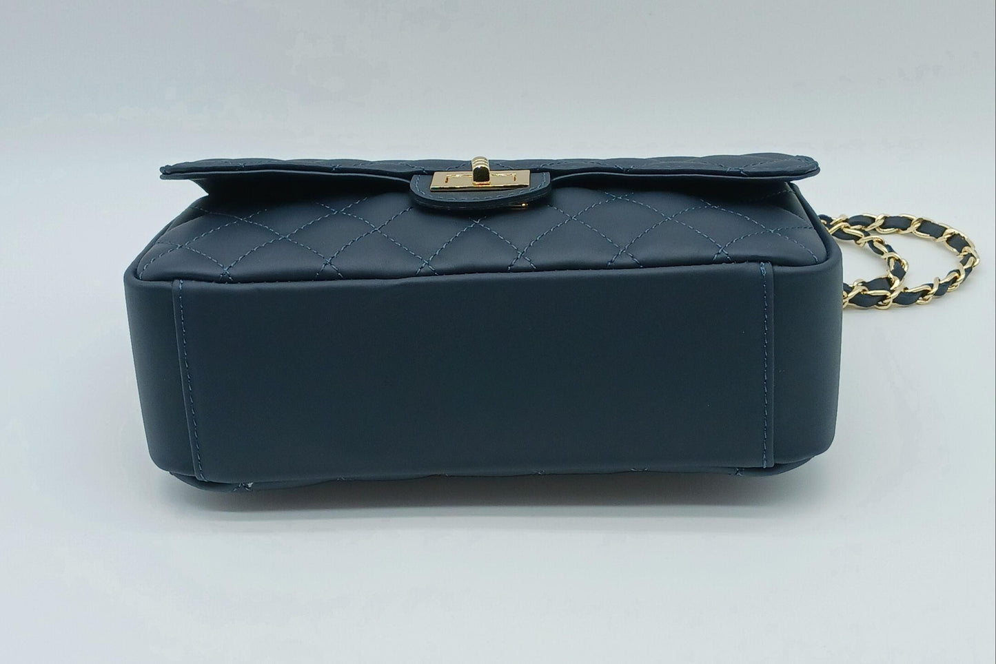 Genuine Leather Quilted Handbag (Medium) Blue – Made In Italy - DumasvilleBoutique