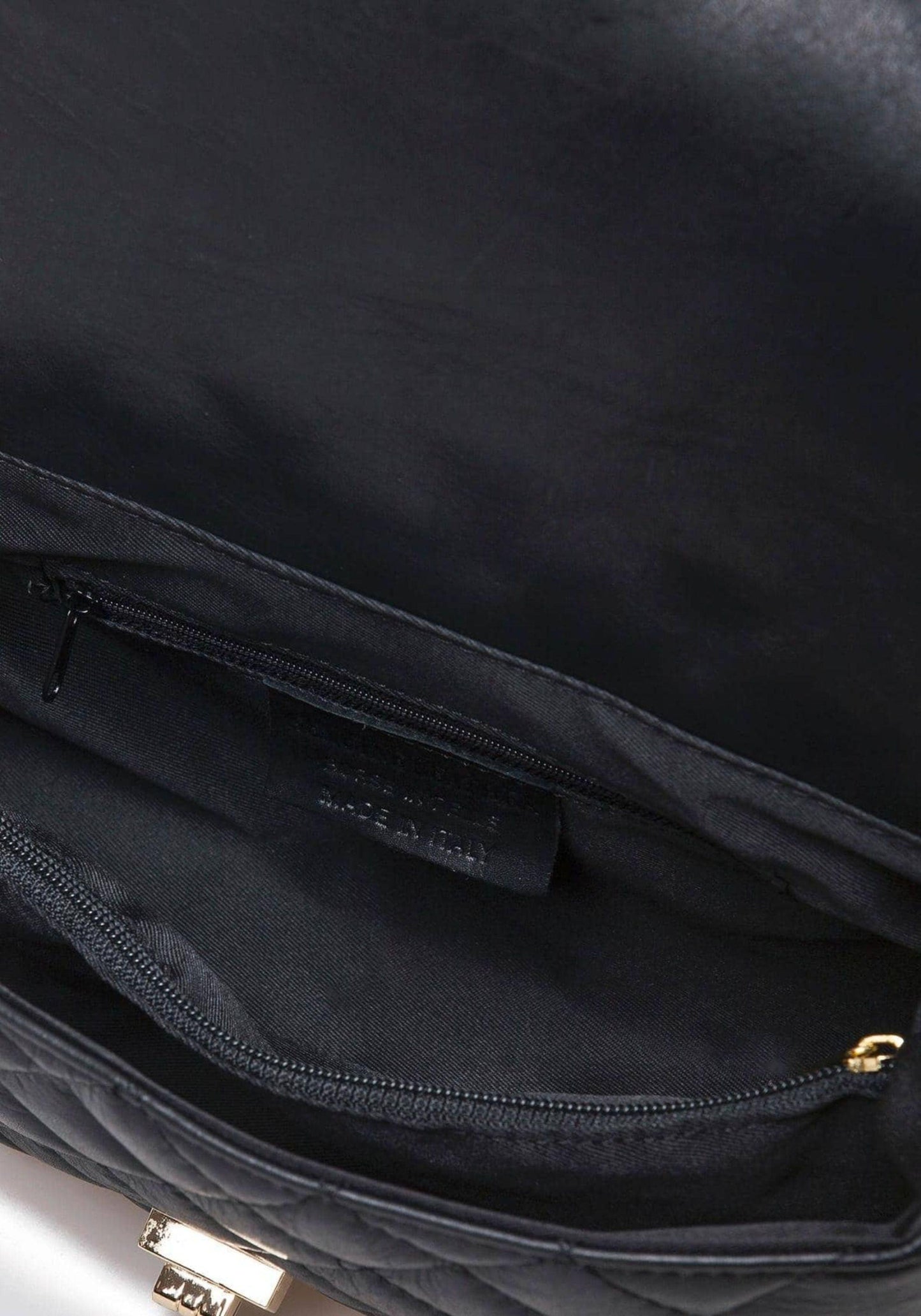 Genuine Leather Quilted Handbag (Medium) Black – Made In Italy - DumasvilleBoutique