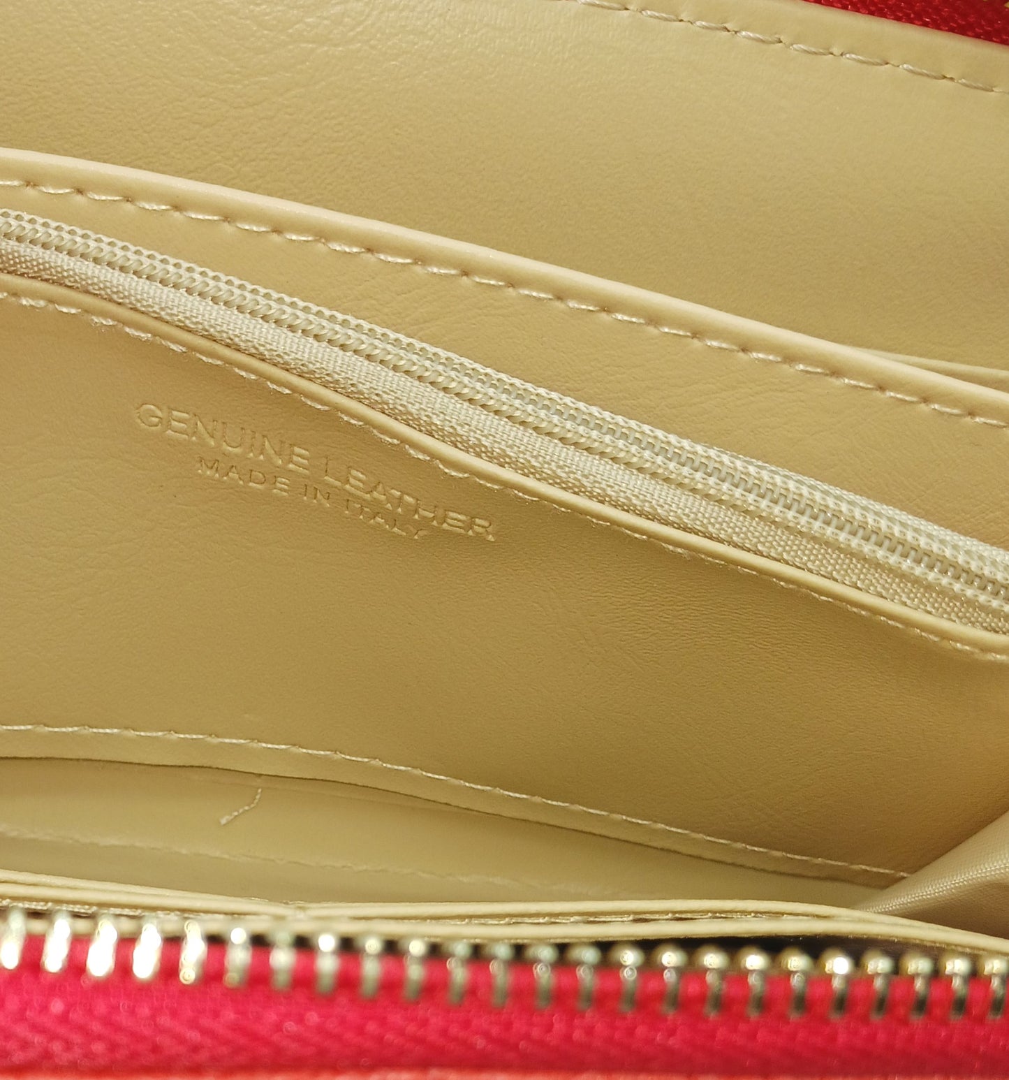 Genuine Snake Embossed Leather Zip Wallet – Made In Italy - Red