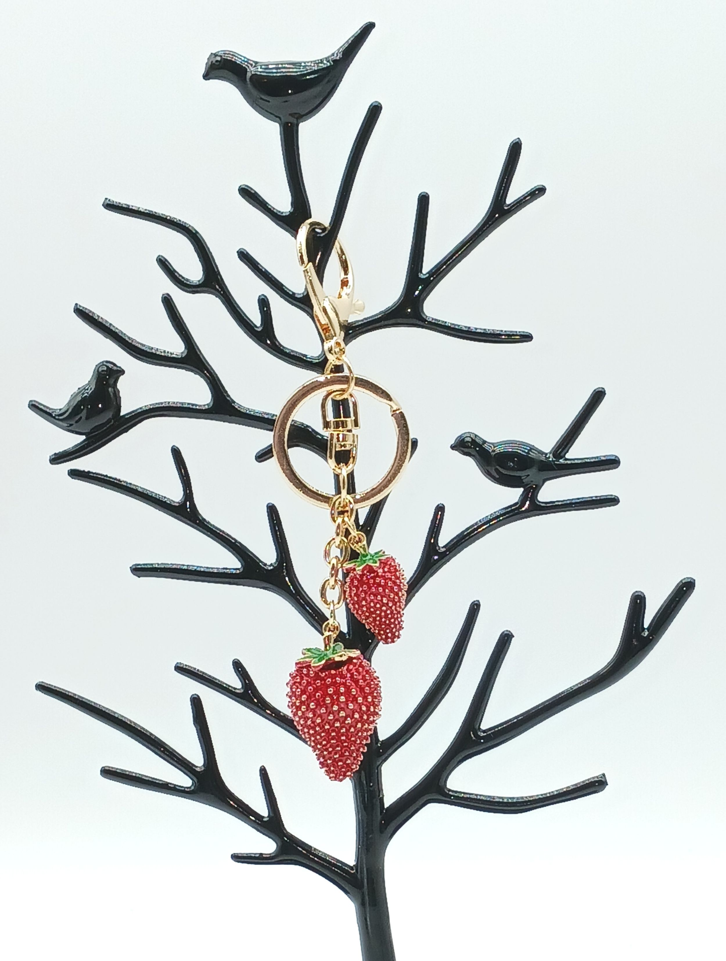 Double Dangle Strawberry Keychain Bag Charm