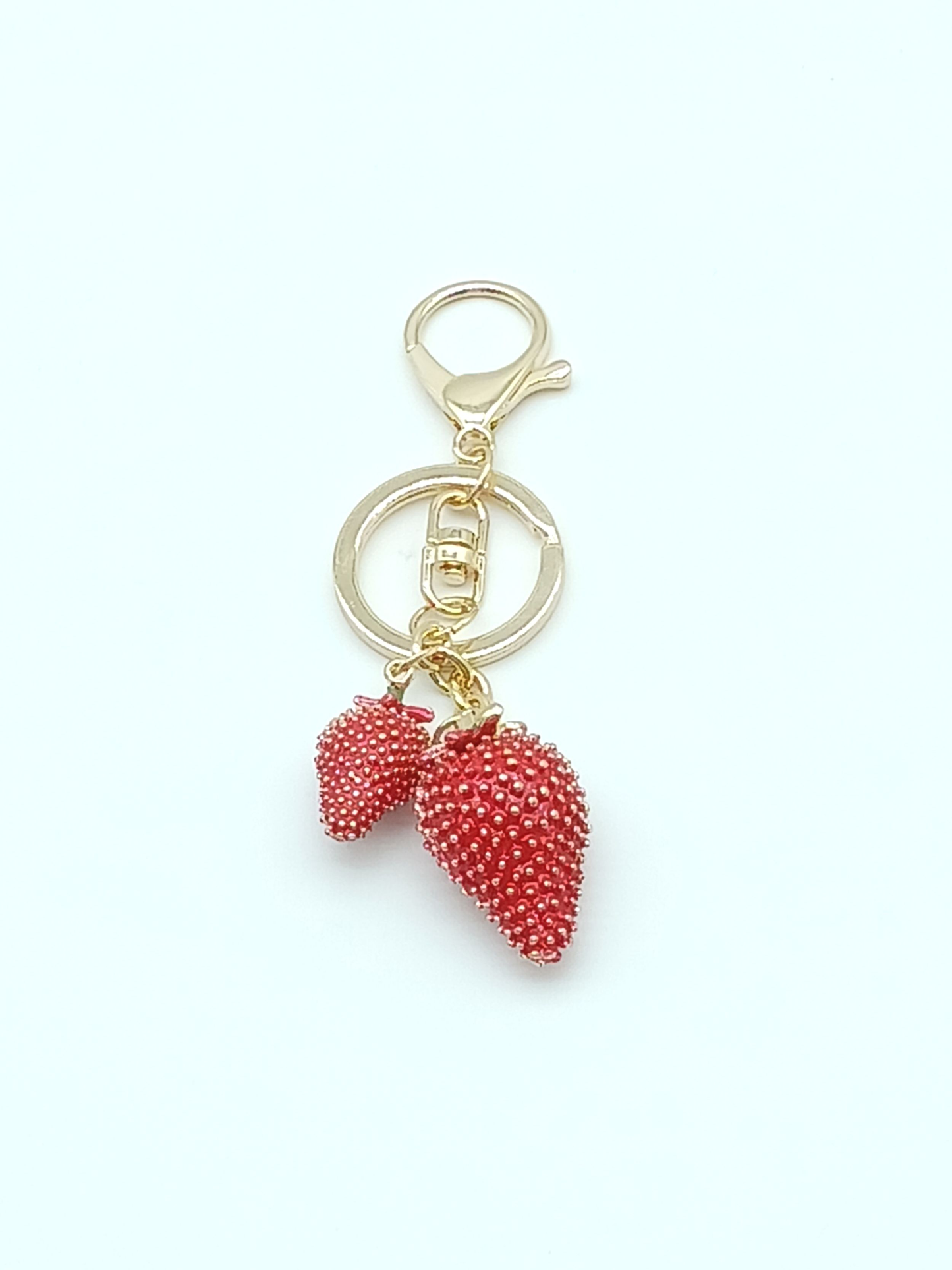 Double Dangle Strawberry Keychain Bag Charm