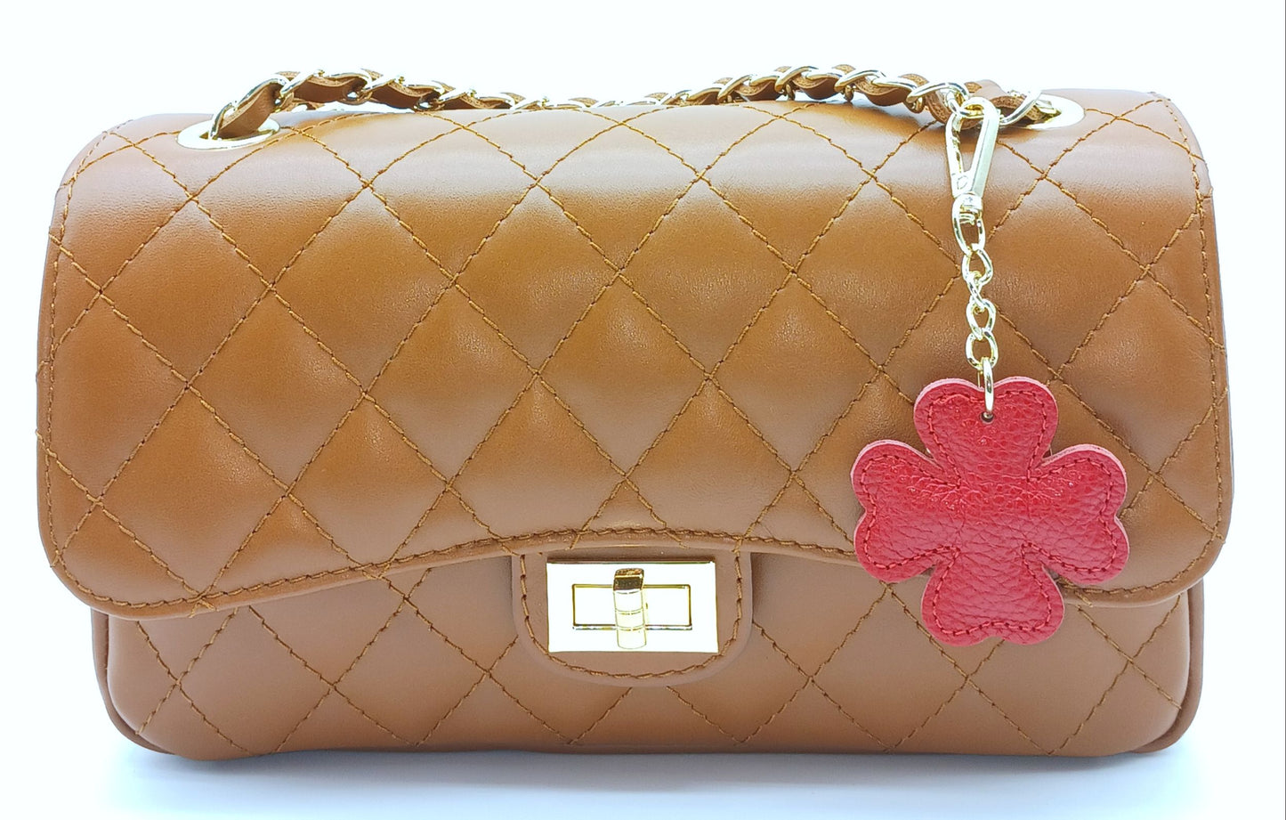 Genuine Leather Keychain Bag Charm – Made In Italy (Warm Colors)